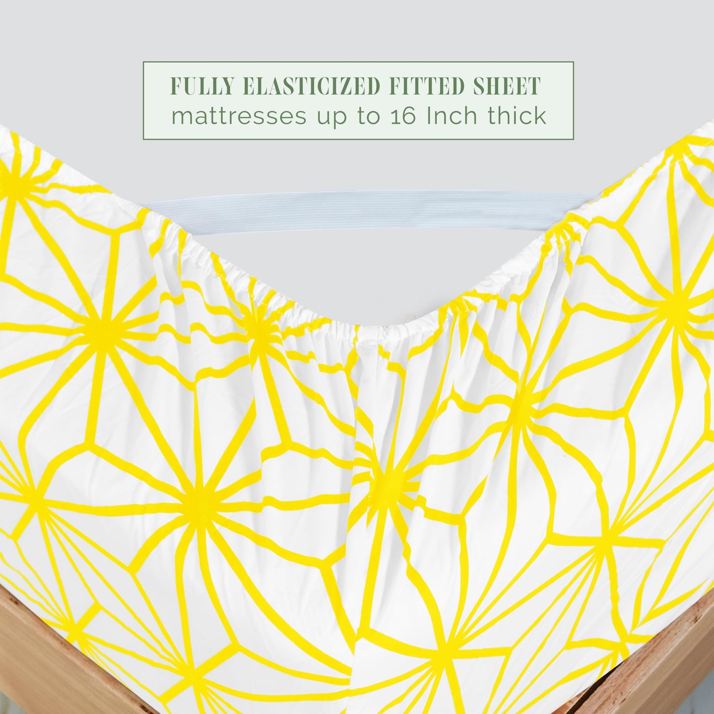 Elegant Comfort Luxury Soft 6-Piece Cube Geometric Pattern Sheet Set - 1500 Premium Quality Microfiber - Wrinkle and Fade Resistant Coziest Bedding Set, All Around Elastic Fitted Sheet, Full, Yellow