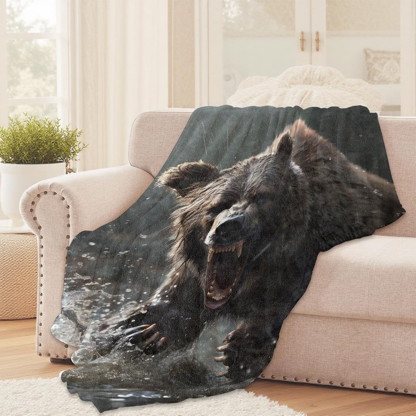 Bear Throw Blanket for Girls Boys Kids Adults, 50x60 in, Cozy Flannel Blanket for Bedroom, Camping, Couch, Room Decor, Fuzzy Warm Soft Gifts
