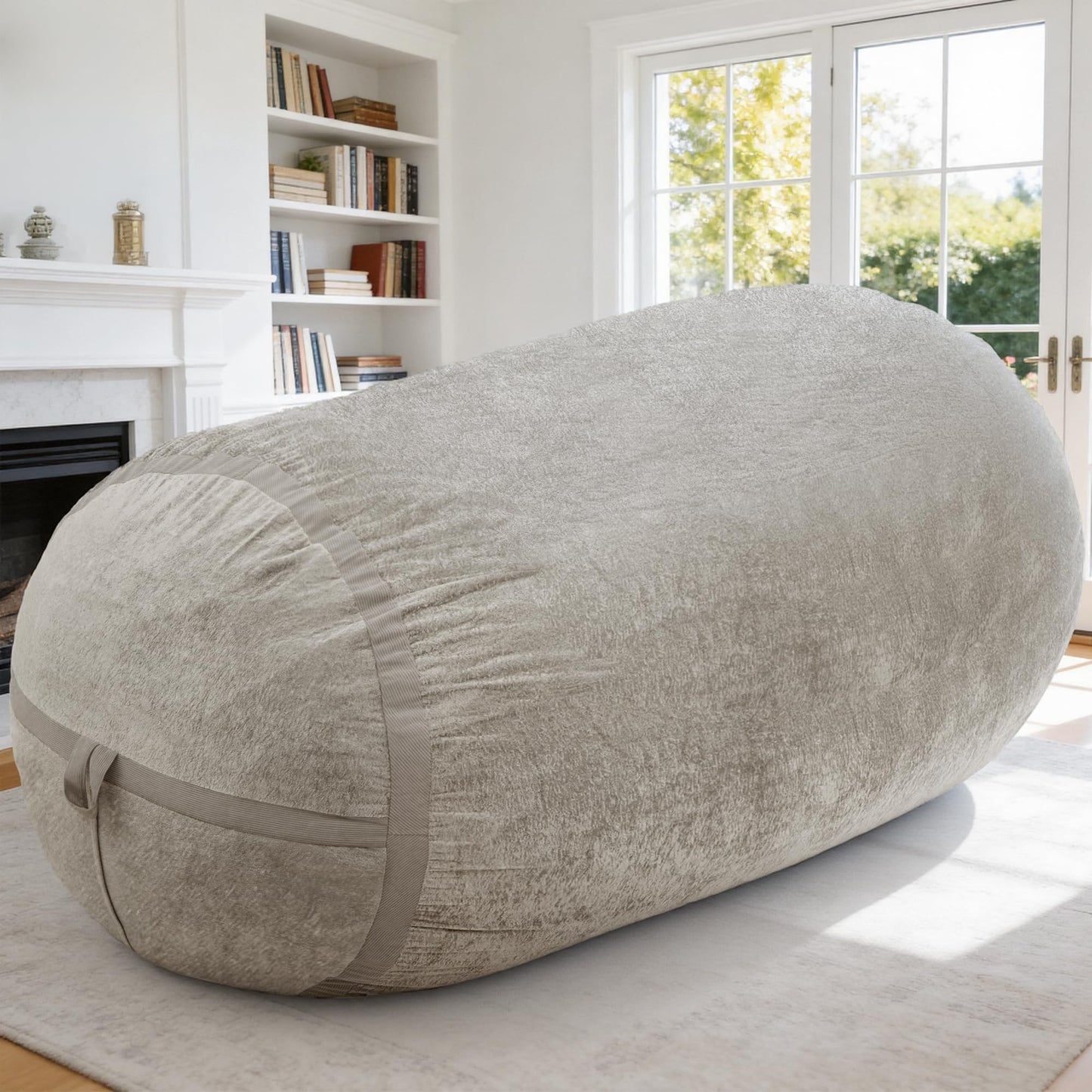 Homguava 6FT Bean Bag Chair Giant Bean Bag Chairs for Adults with Memory Foam Filled,Beanbag Chair with Soft Faux Fur Cover,Comfy Bean Bag Sofa Lounger for Living Room,Game Room,Bedroom
