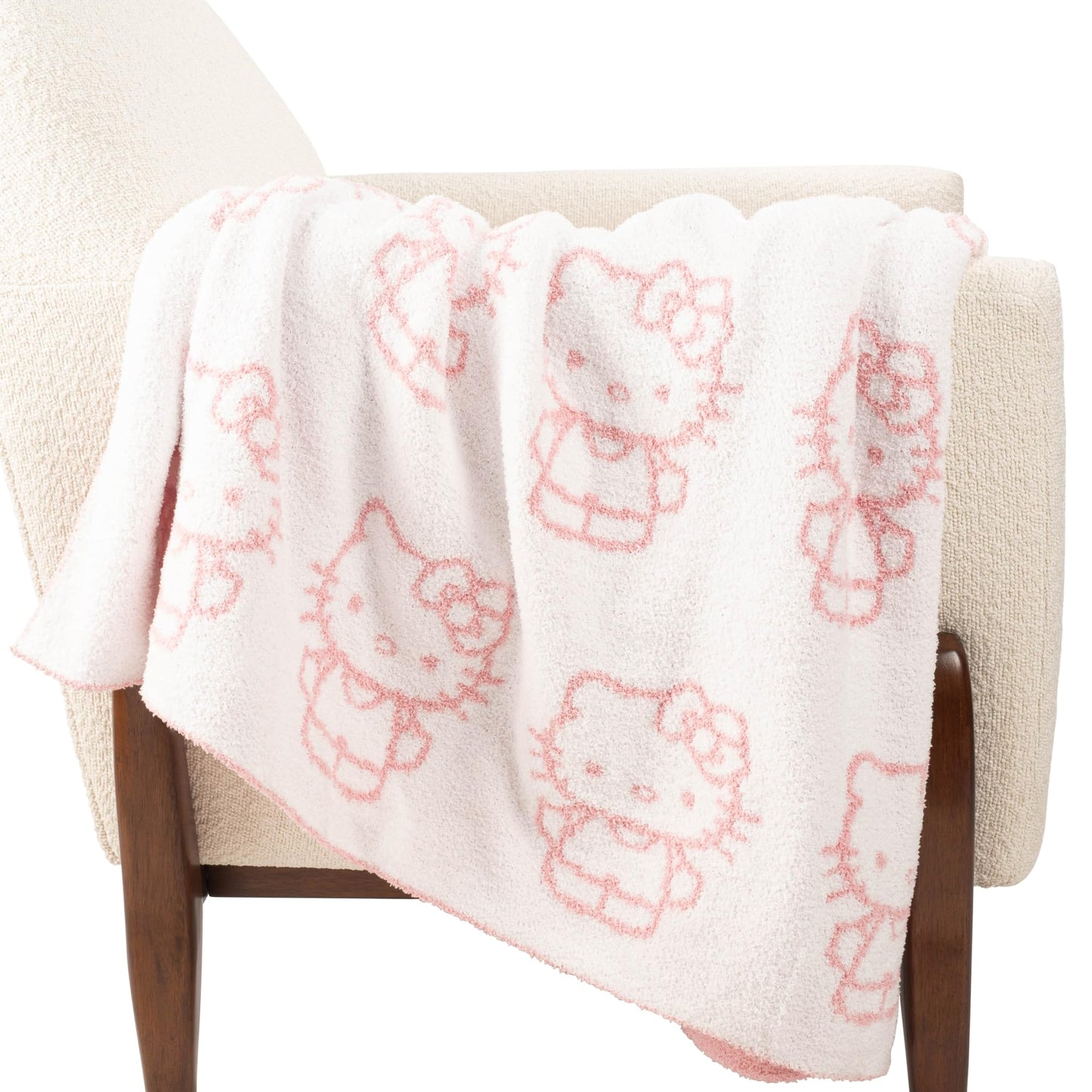 Jay Franco Sanrio Hello Kitty Feather Knit Super Soft Throw Blanket - Reversible Checkered Blanket 50 x 60 Inches, Lightweight Kawaii Pink Machine Washable for Couch, Sofa, Bed (Official Sanrio)