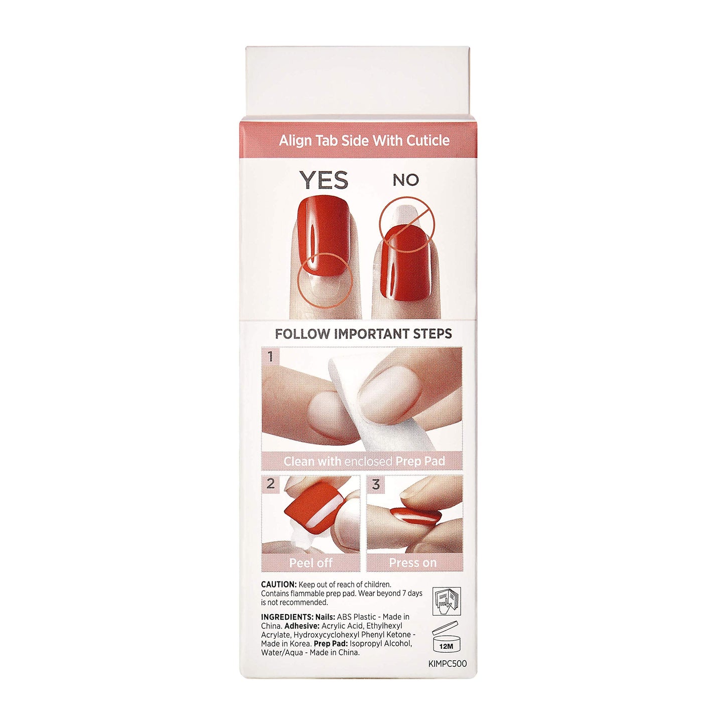 KISS imPRESS No Glue Mani Press On Nails, Design, 'Keep in Touch', Pink, Short Size, Squoval Shape, Includes 30 Nails, Prep Pad, Instructions Sheet, 1 Manicure Stick, 1 Mini File