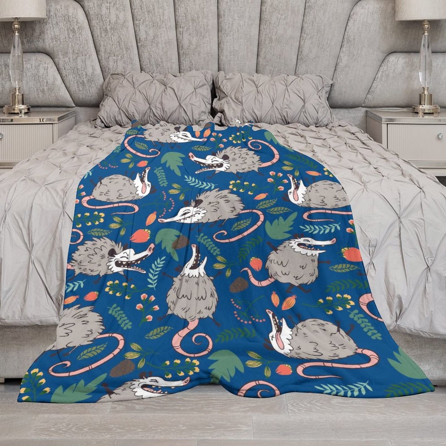 Possum Blanket Gifts, 60"x80" Funny Opossum Throw Blanket for Kids Adults, Lightweight, Plush, Soft, Cozy, Warm, Flannel Blankets for Bed Couch