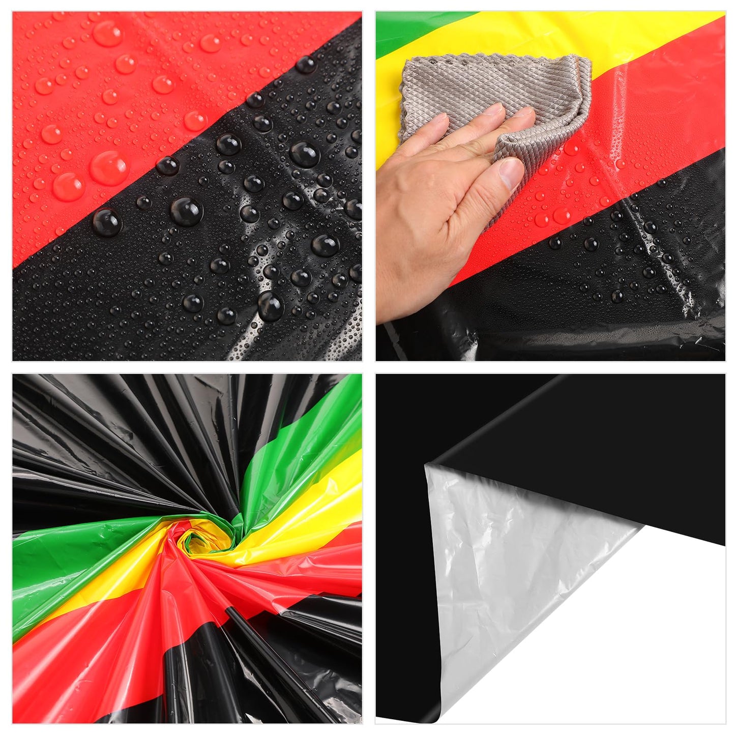 Oudain 6 Pcs Africa Flag Tablecloth Rectangle Plastic Tablecloth Disposable Table Cloths for Country Flag Table Cover for Family Kitchen Dining Decoration, 54 x 108 in(Black 1)