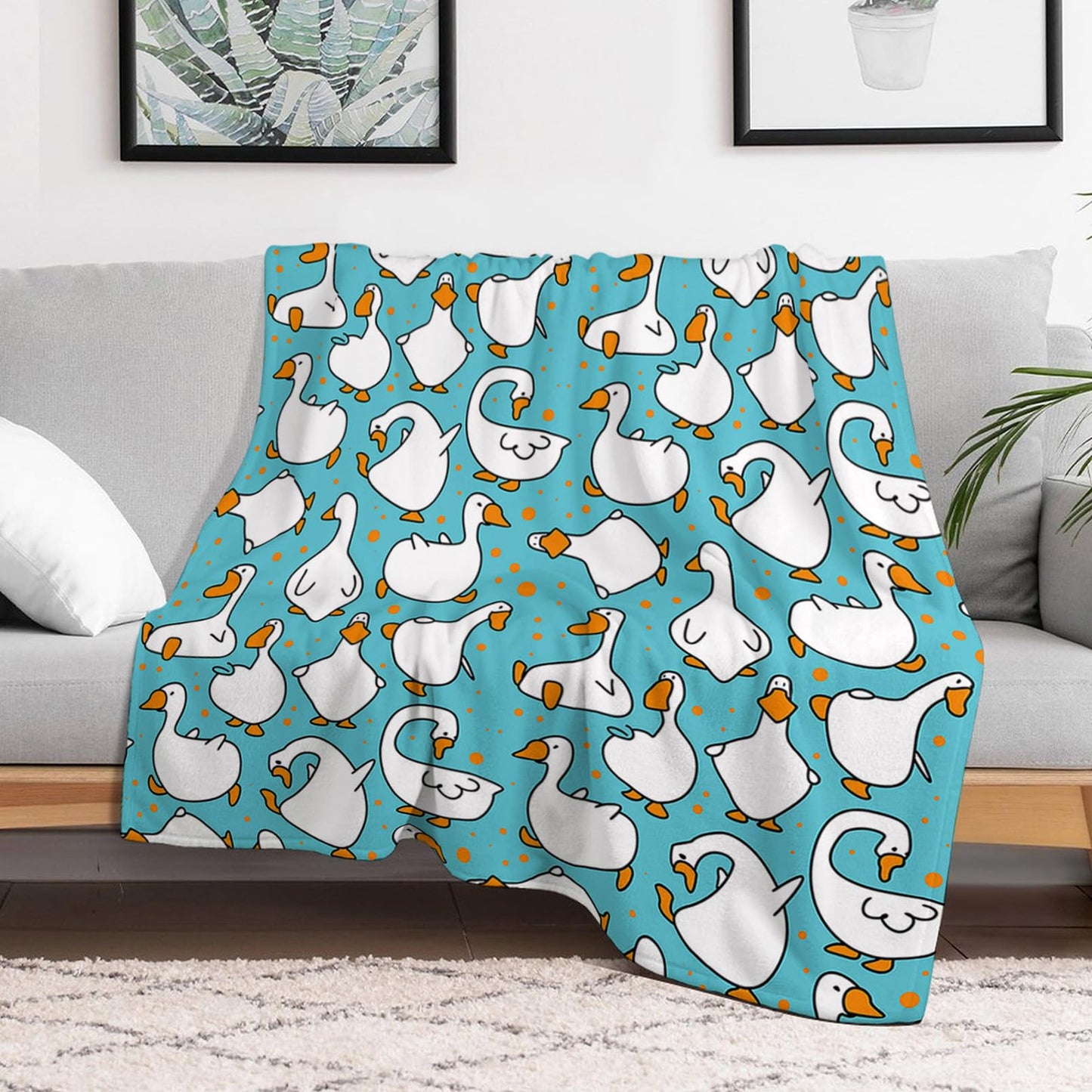 Throw Blanket 50x60 Inch,Cartoon Funny Goose Cozy Soft Lightweight Fuzzy Flannel Blanket 60x50 Inch Suitable for Couch Bed Sofa Living Room in All Seasons