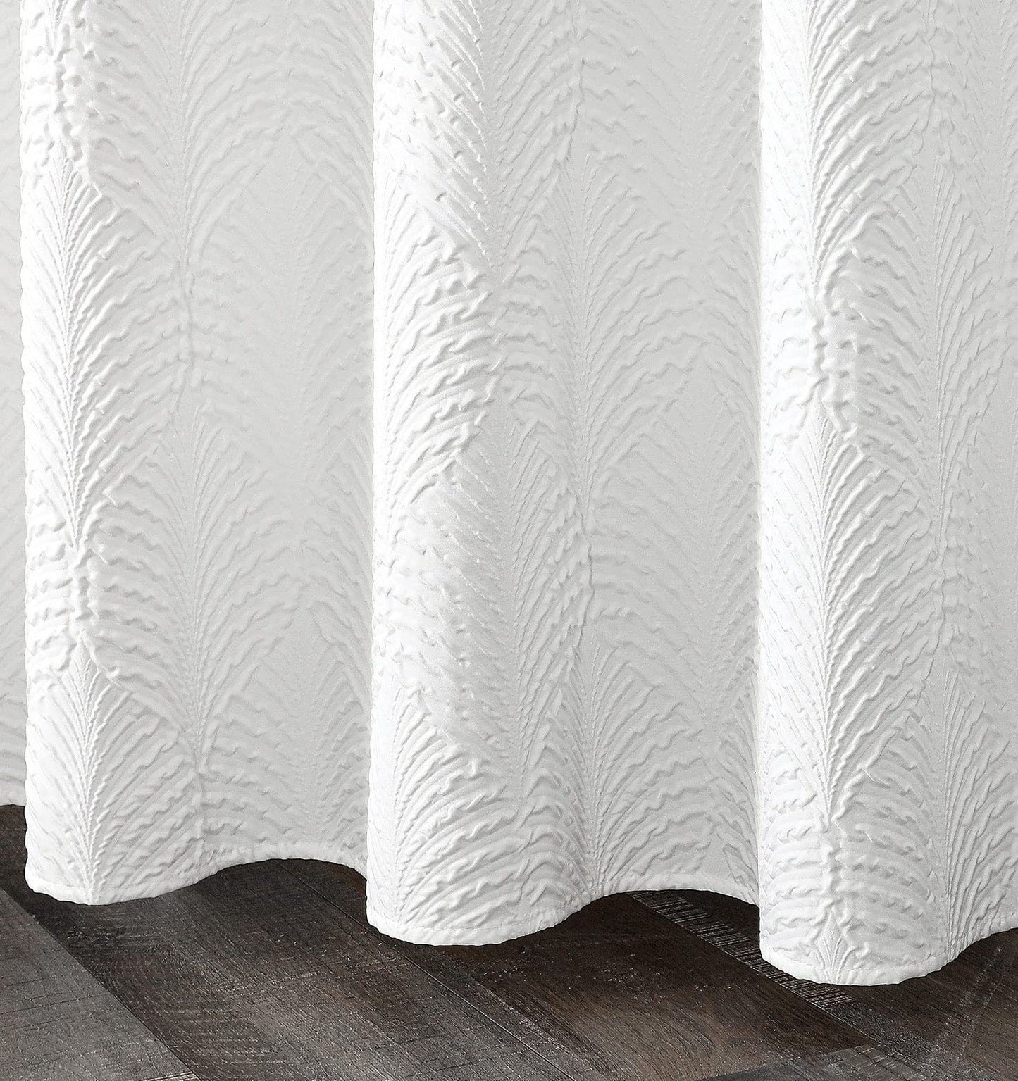 Gibelle White Shower Curtain for Bathroom, 3D Embossed Textured Fabric Shower Curtain, Modern Farmhouse Chic Soft Cloth Shower Curtain Set, 72x72