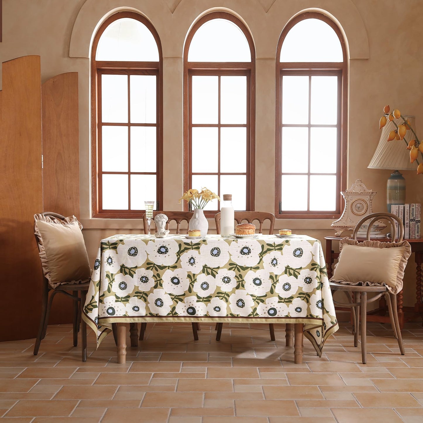 bilin gaier Designer French Linen Tablecloth Rectangular,87"x55"-Hidaka