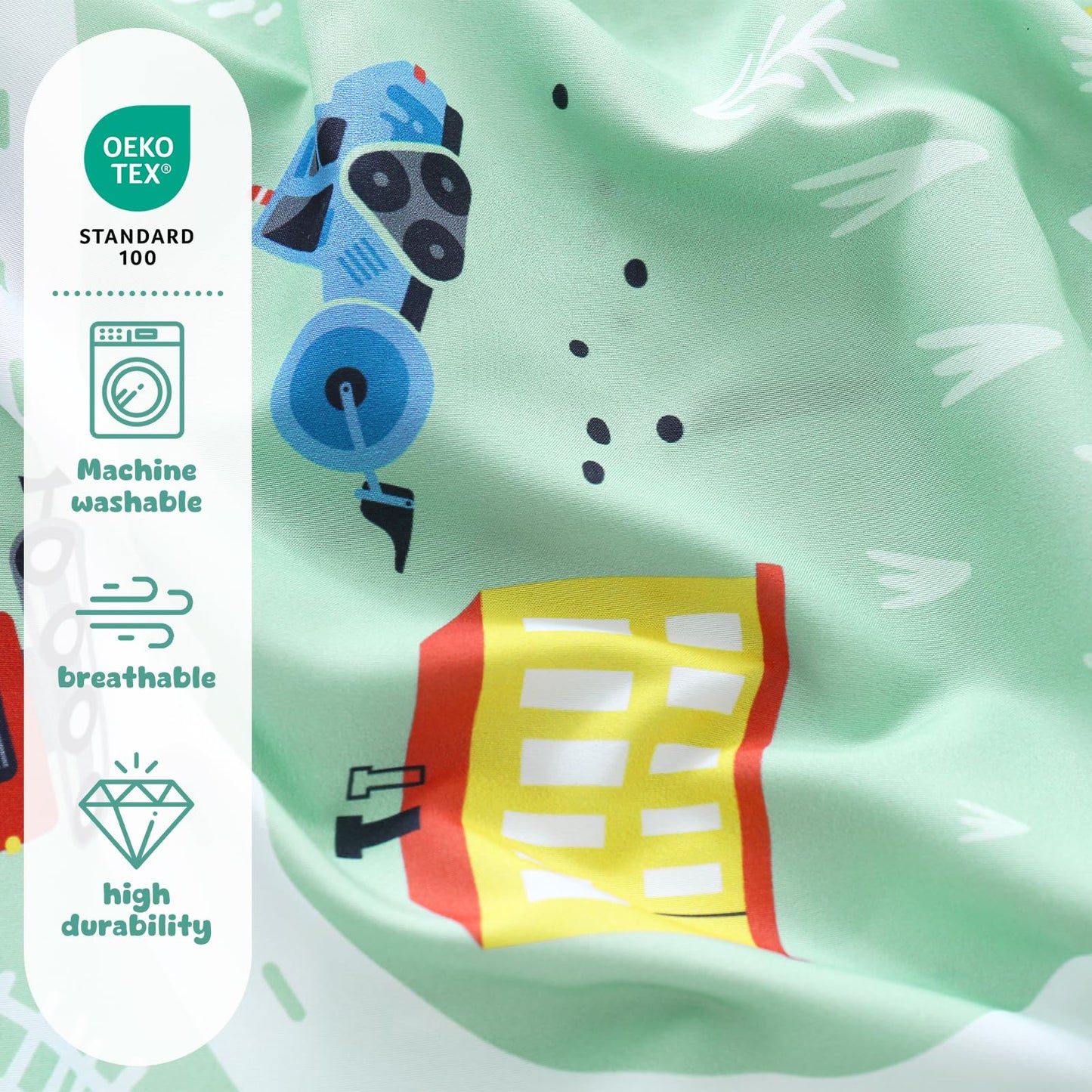 LONAVA Twin Sheet Set Kids - 3 Pieces Soft Microfiber Cartoon Style Bedsheets for Boys Girls Teens, Oeko TEX, Breathable Deep Pocket Sheets (Engineering Car)