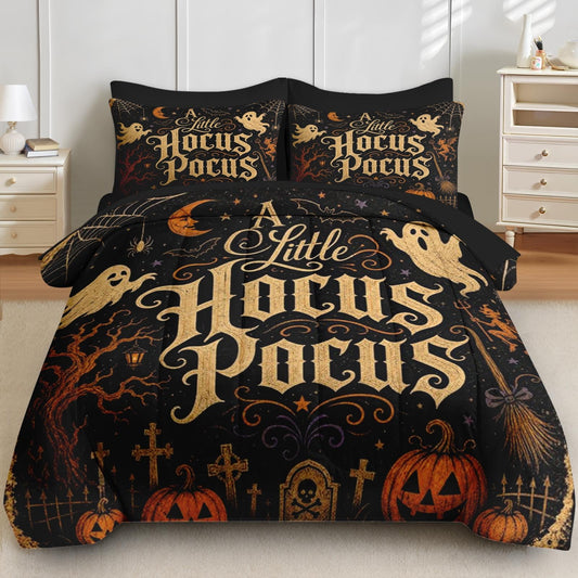 Boewywh Comforter Set Twin Size Halloween Vintage Spooky 5 Pcs, Bedding for Kids and Adults, Bed Sheet Sets with Fitted Sheet Pillowcase & Sham for Bedroom Bed Decor