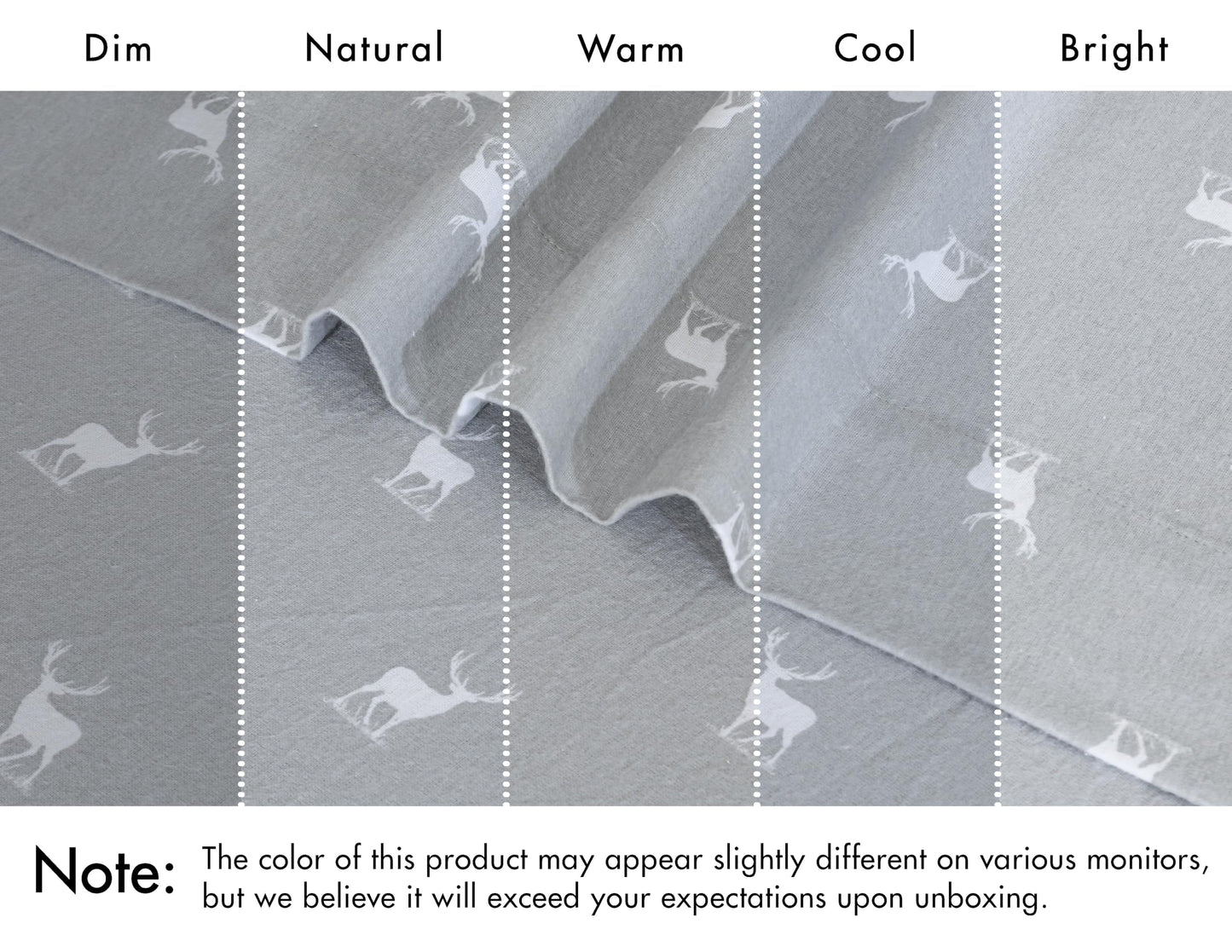 RUVANTI Flannel Sheets Queen Size - 100% Cotton Double Brushed Bed Sheets, Deep Pockets 16 Inches Queen Sheet Set, All Seasons Breathable & Extra Soft - Warm & Cozy, 4 Piece, Celestial Stag