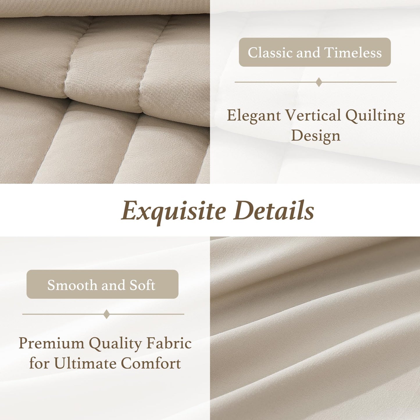 Monbix Queen Comforter Set - 7 Pieces Beige Bed in a Bag Queen Bedding Sets with Comforters, All Seasons Comforter Bed Set with Sheets, Pillowcases & Shams