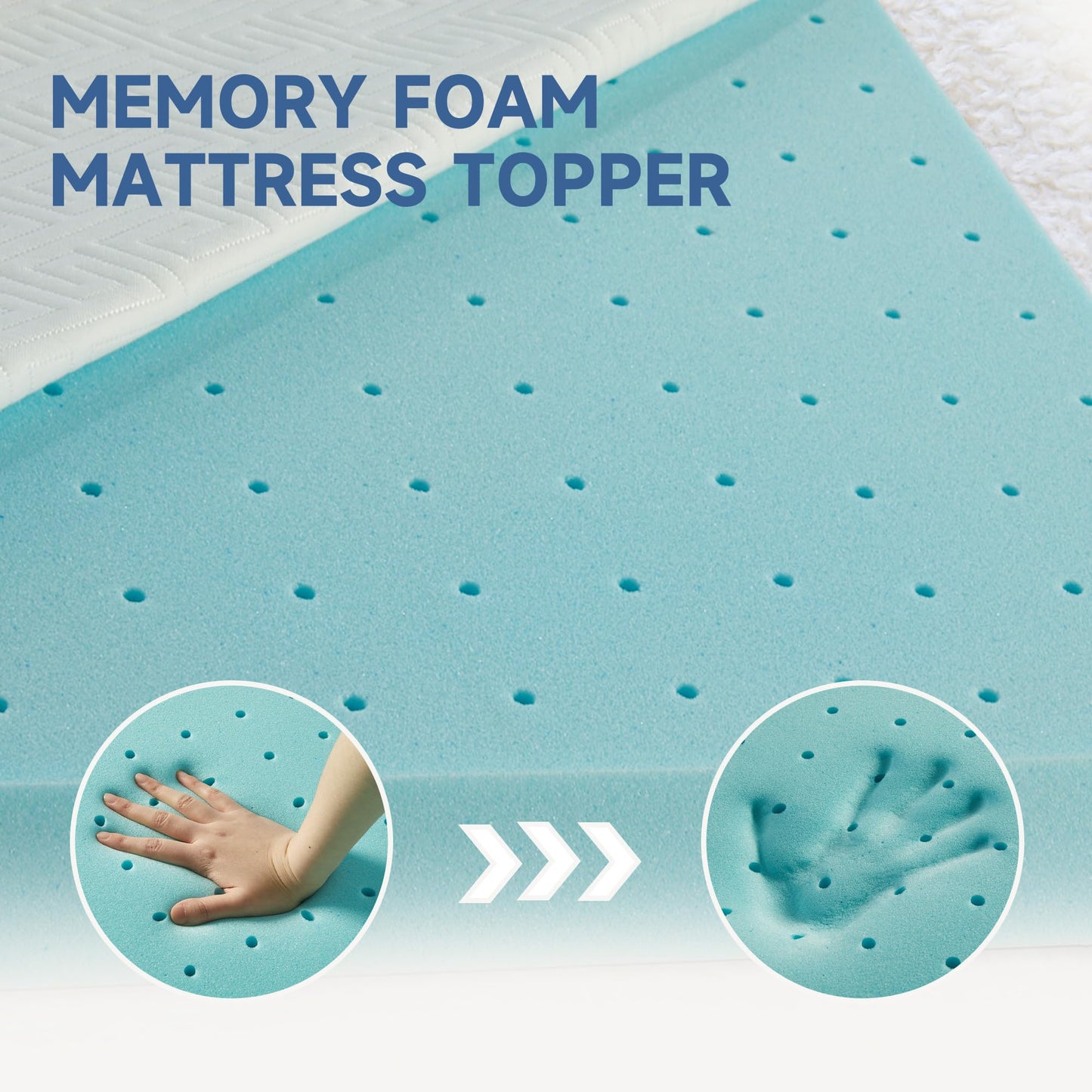 Eiayeebil 2 Inch Memory Foam Mattress Topper Twin XL, Memory Foam Pad with Removable & Washable Cover, Bed Topper for Back Pain, Non-Slip Ventilated Design, Twin XL Size