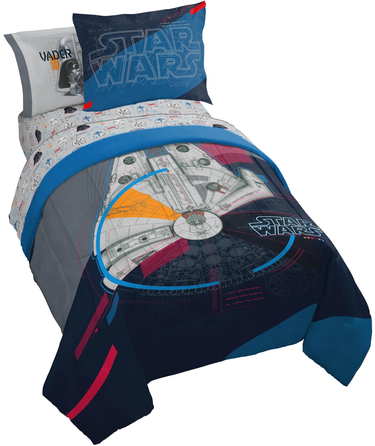 Jay Franco Kids Bed Set, Dark Blue, Star Wars, 5 Piece Twin