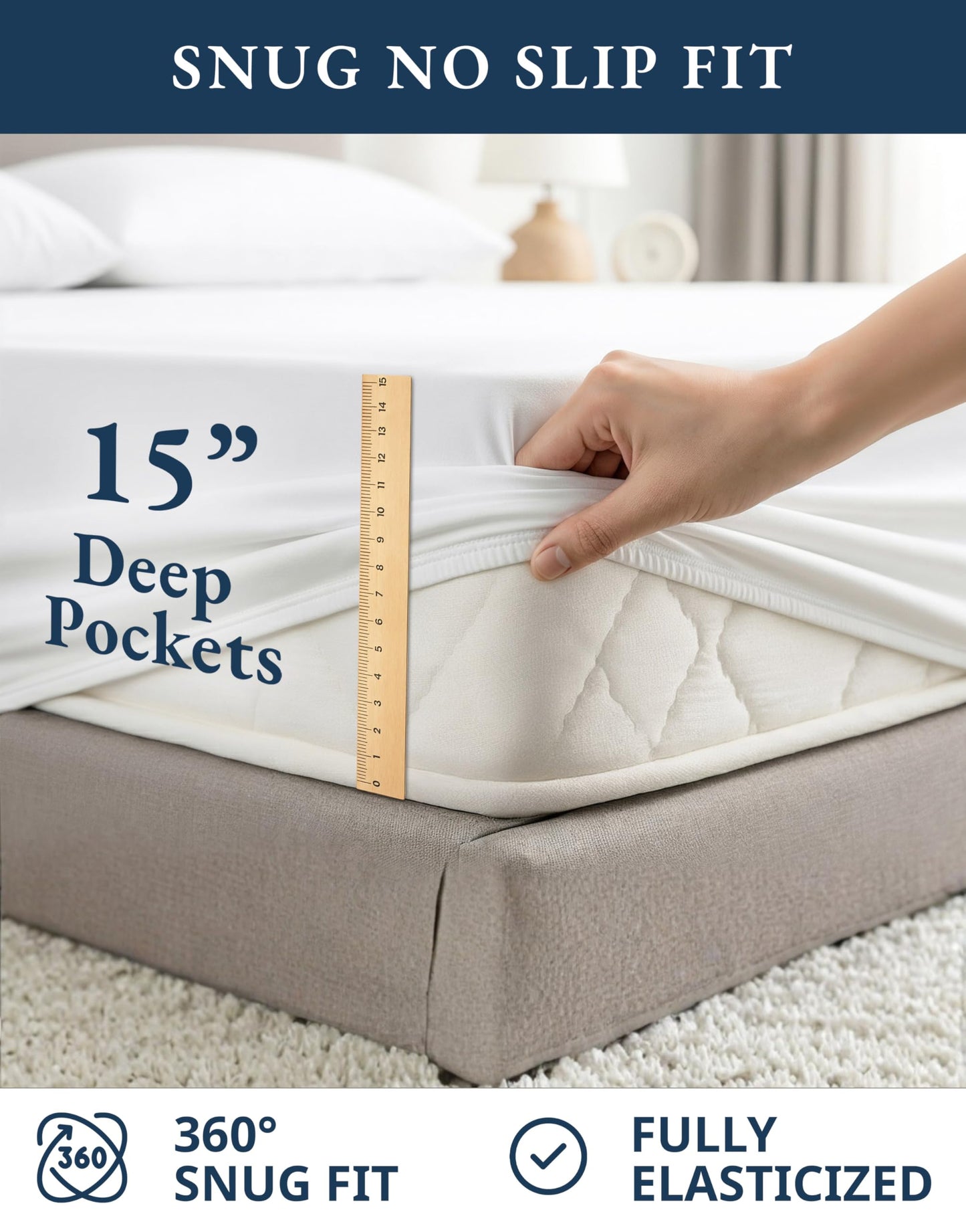LANE LINEN Queen Sheets 100% Organic Cotton GOTS Certified Percale Weave Deep Pocket 4 Piece Soft Breathable Cooling Lightweight All Season Machine Washable Crisp - White