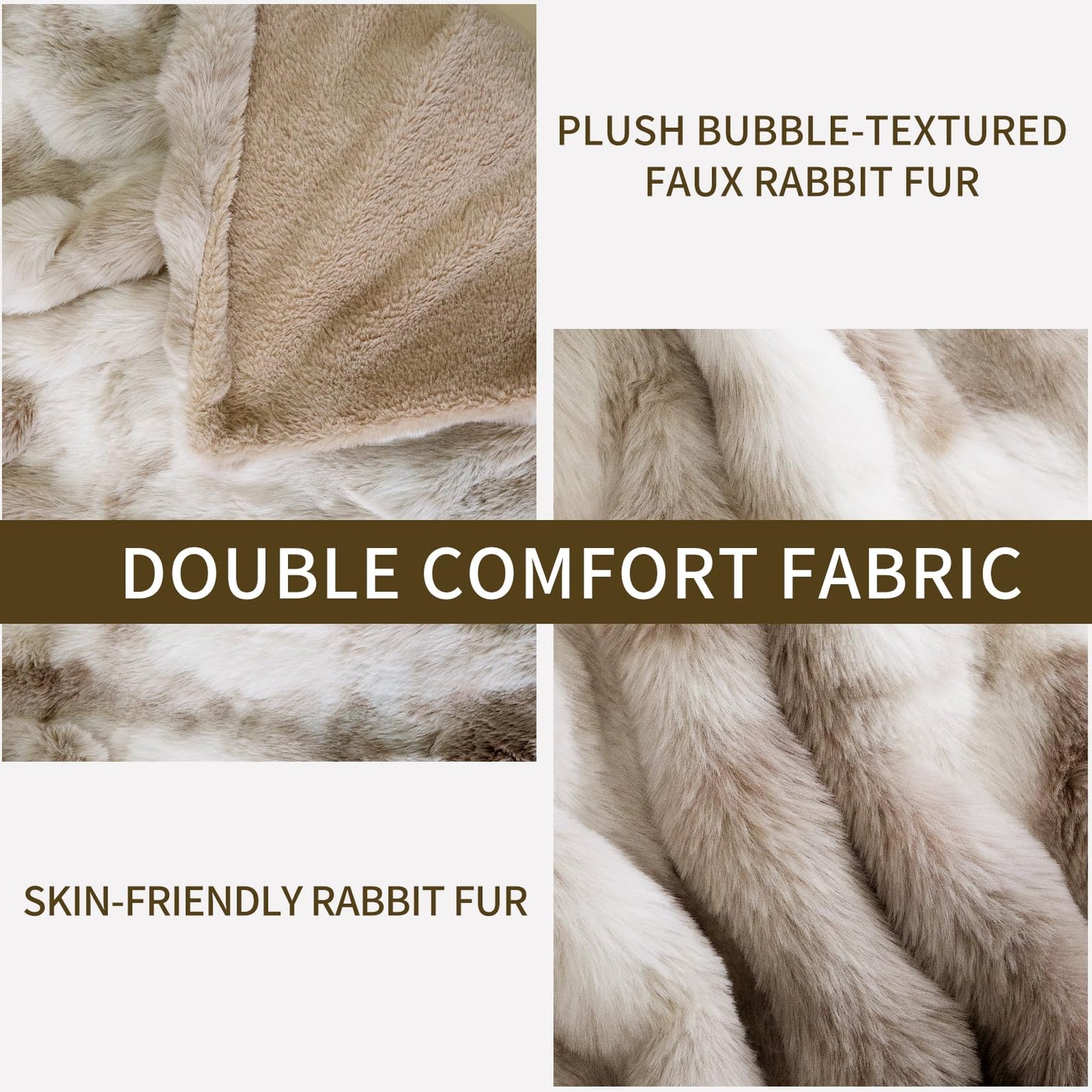 Seuqhck Faux Fur Throw Blanket, Soft and Plush Thick Bubble Blanket for Couch, Sofa, Bedroom and Living Room, 60 x 50 Inches, Tie-Dye Taupe