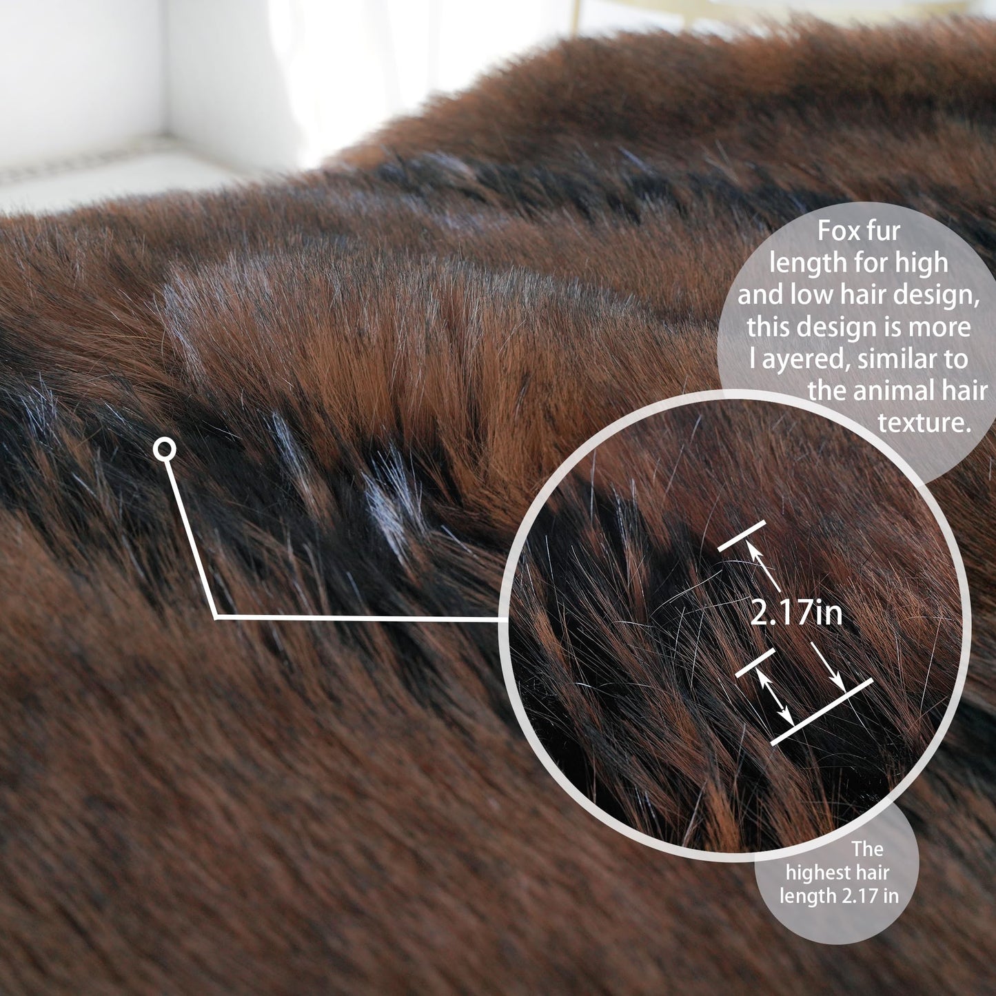 inchgrass Fox Faux Fur Blanket Luxury Fur Throw Blanket Sofa Fluffy Blanket Super Warm Elegant Cozy Fuzzy Throw Blankets for Couch,Armchair and Bed Washable Plush Blankets 74"x90" Brown Throw Blanket