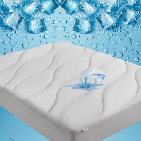 Unikome Ultra Soft Waterproof Mattress Pad Queen, Cooling Mattress Protector for Hot Sleepers, 5-Layers Noiseless Washable Mattress Cover with 8"-21" Deep Pocket (Light Grey, 60x80)