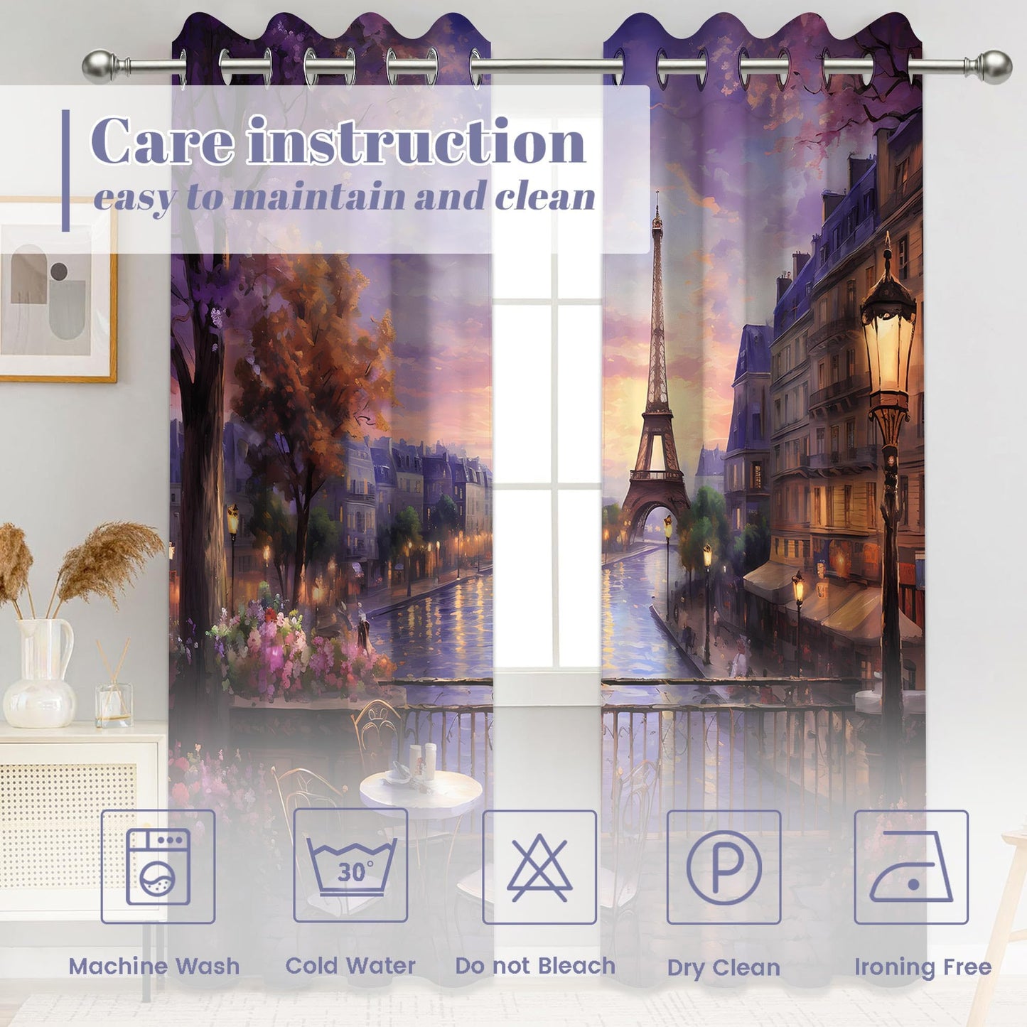 Lvetong Lvtong Vintage Paris Blackout Curtains, 52" W x84 L inch, 2 Panels