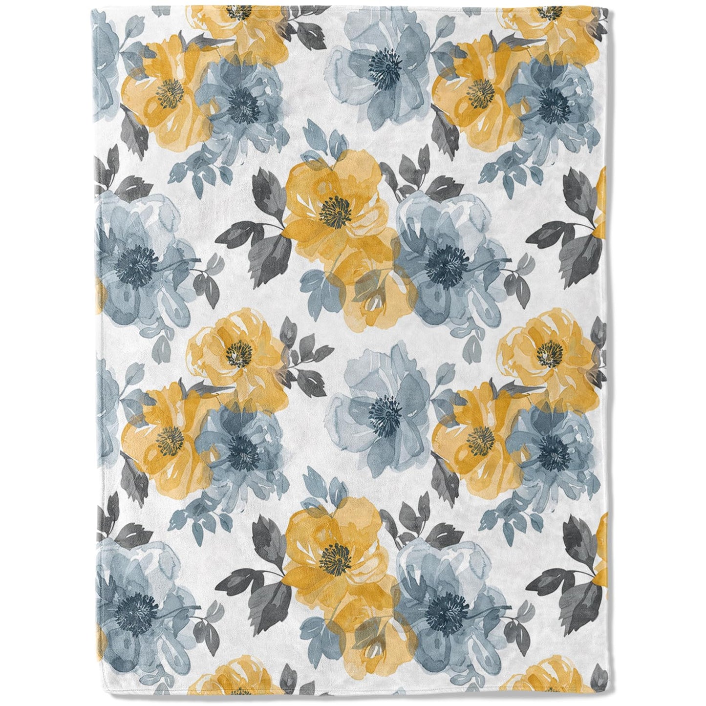 ainori Elegant Floral Throw Blanket 50x60 in, Chic Yellow Blue Flower Blankets for Couch Bedroom Living Room Indoor Decor, Lightweight Soft Cozy Bedding Birthday Gift for Kids Boys Adults