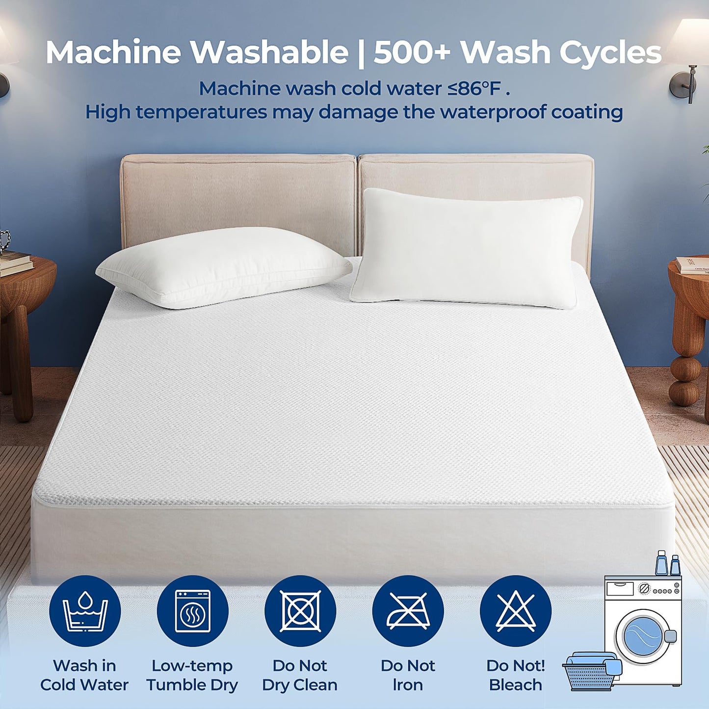 TASTELIFE King Size Waterproof Mattress Protector, 3D Air Fabric Cooling King Bed Mattress Protector, Breathable Fitted Mattress Cover with Deep Pocket, Fits 8 to 21 Inch Mattress