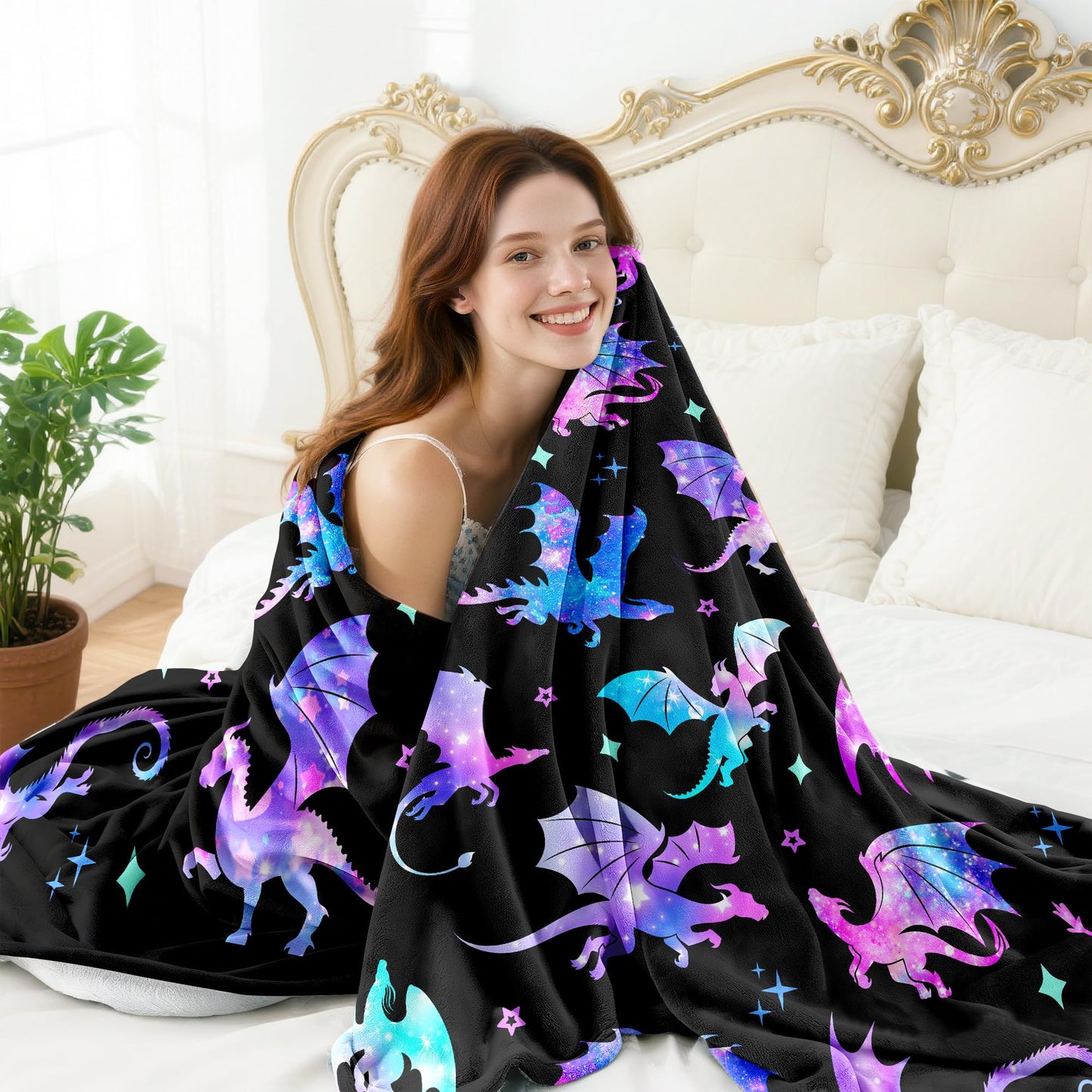 Dragon Blanket Gifts for Girls Women Ultra Soft Flannel Dragon Throw Blanket Dragons Lovers Gifts Birthday Decor for Kids Boys Stuff 50"x40"
