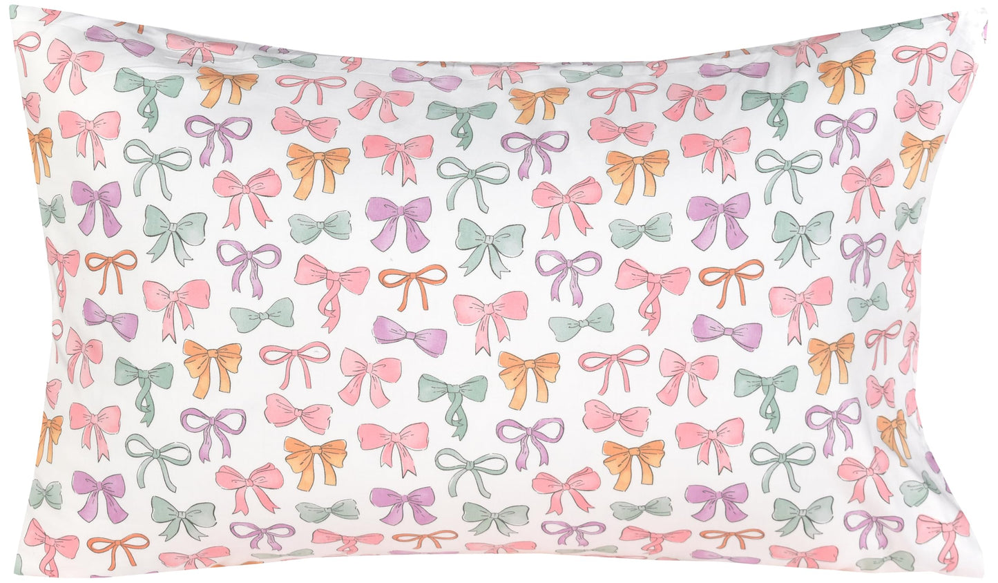 J-pinno Princess Ballet Bowknot Bow Pink Green Purple Sheet Set 100% Cotton Twin 3 Pieces Sheet Set Decoration Kids Girls Children Flat Sheet + Fitted Sheet + Pillowcase Bedding Set (Bow, Twin)