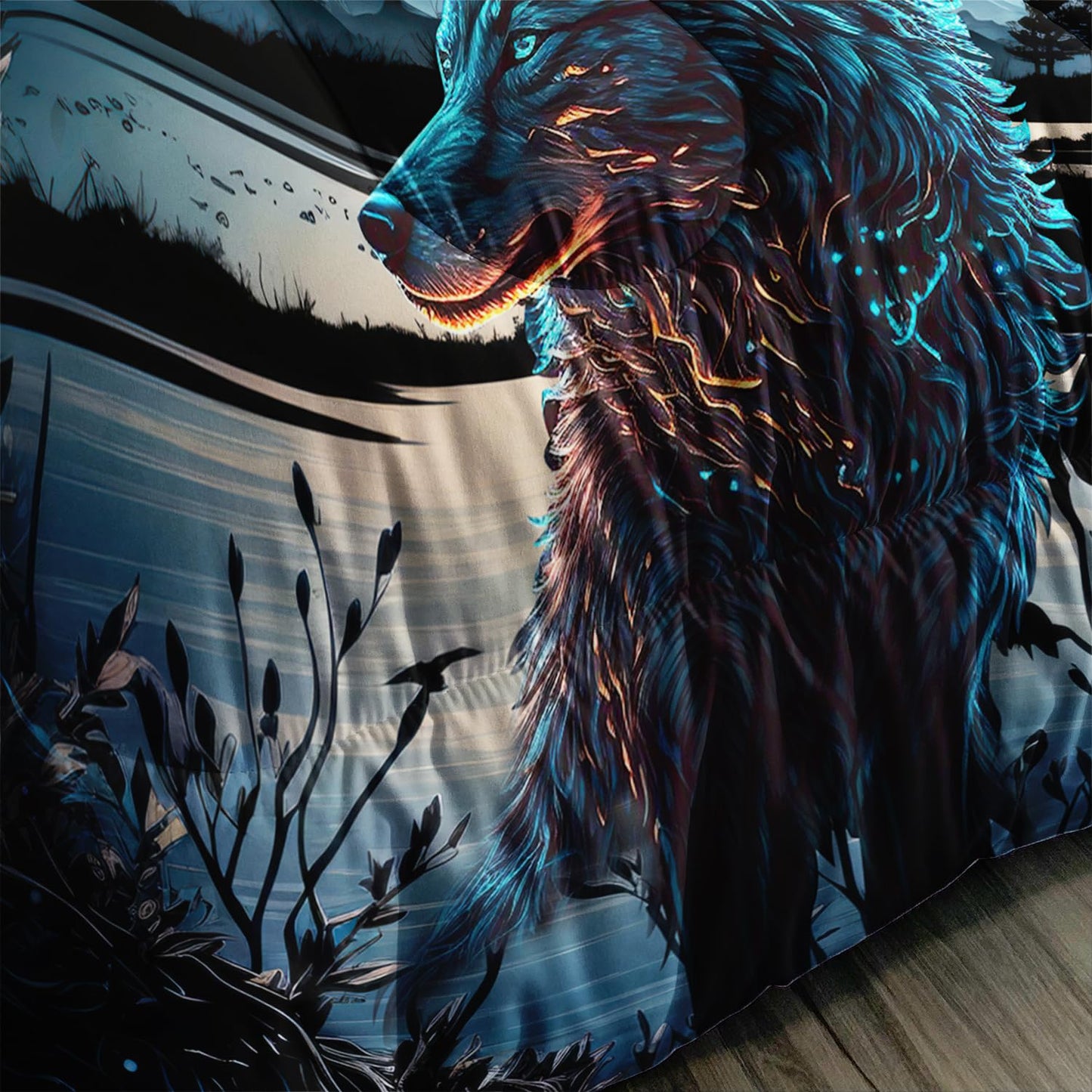 AILONEN Wolf Comforter Set - Queen Size, Boys Wild Animal Bedding Set, Safari Wolf Printed Duvet Set - 3 Pieces, 1 Quilt and 2 Pillowcases