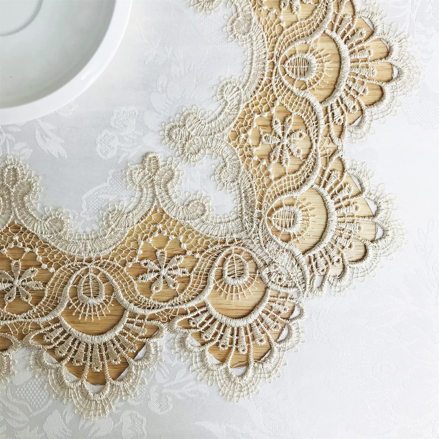 BrekSdat Lace Tablecloth Fabric Washable Beige 60x120inch