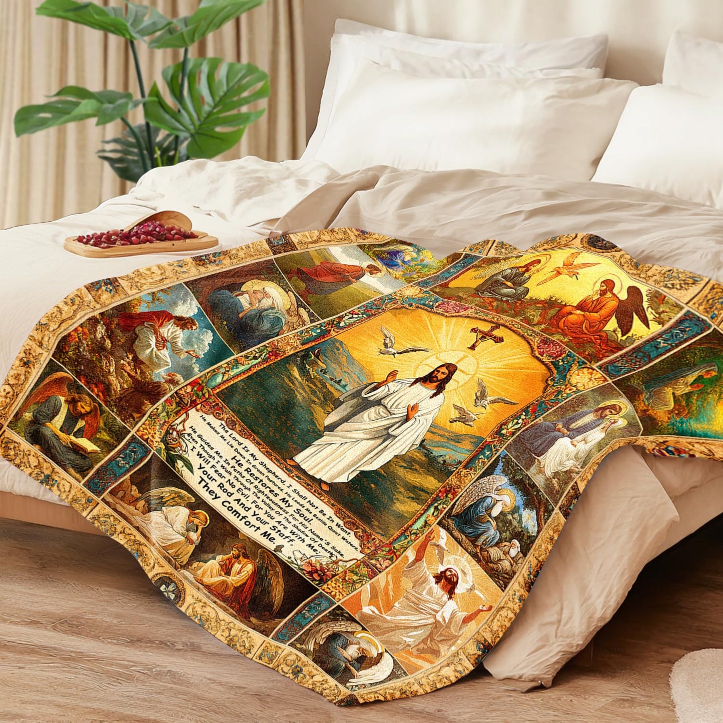 Christian Jesus Blanket Christian Prayer & Scripture Throw Blanket Religious Bible Verses, Ultra-Soft Lightweight Flannel (50"X40") for Adults & Kids - Uplifting Faith Gift