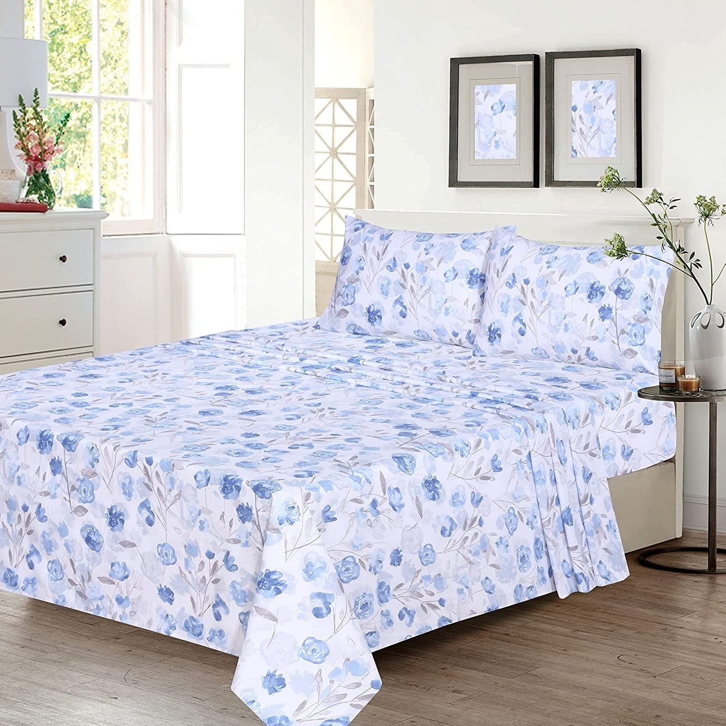 RUVANTI 100% Cotton Percale Sheets Queen Size, Monotones
