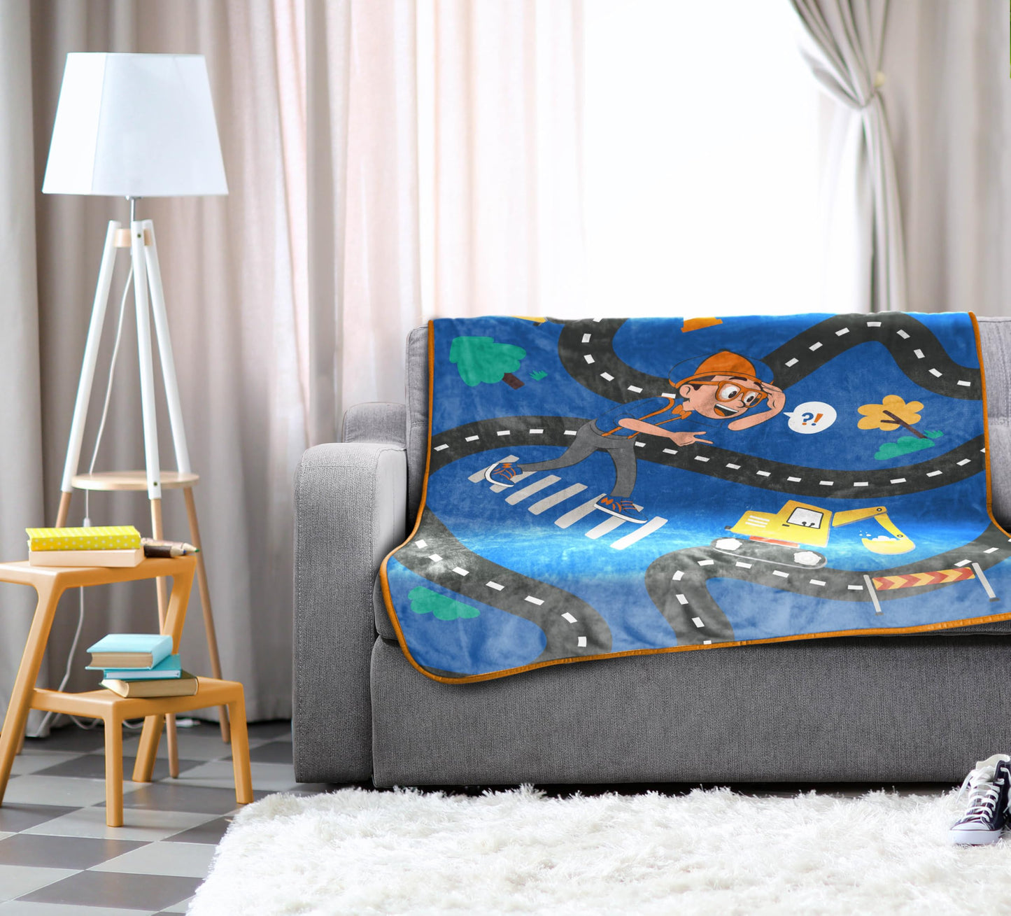 Jay Franco Kids Plush Throw Blanket – Soft & Cozy Fleece Throw for Bedroom & Couch Décor, Official Licensed Product, Blue - Blippi, 46x60 - Throw Blanket