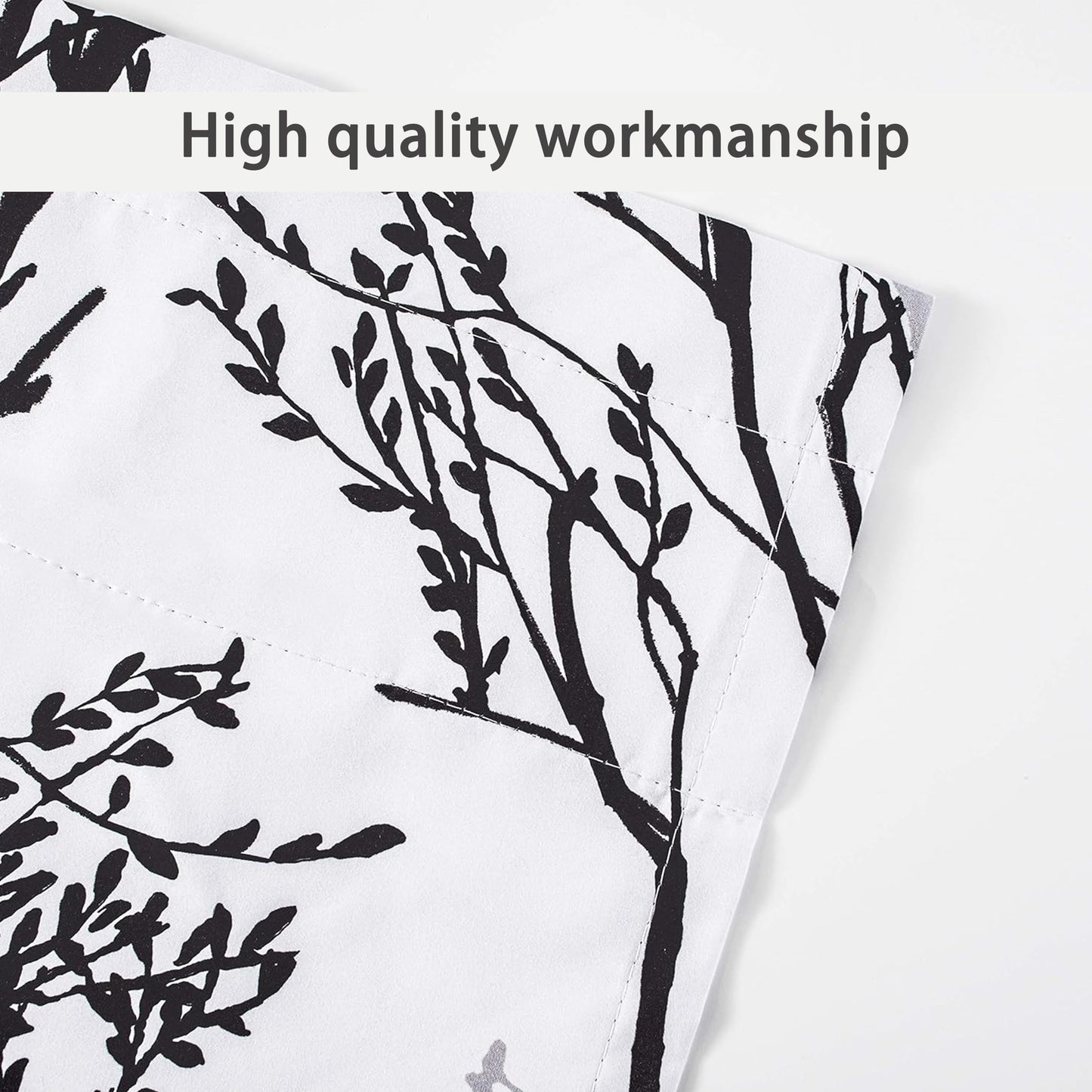 DriftAway Tree Branch Lined Valance Double Layer Blackout Thermal Insulated Abstract Ink Printing Window Curtain Valance Rod Pocket 52 Inch by 14 Inch Plus 2 Inch Header Black White 1 Pack