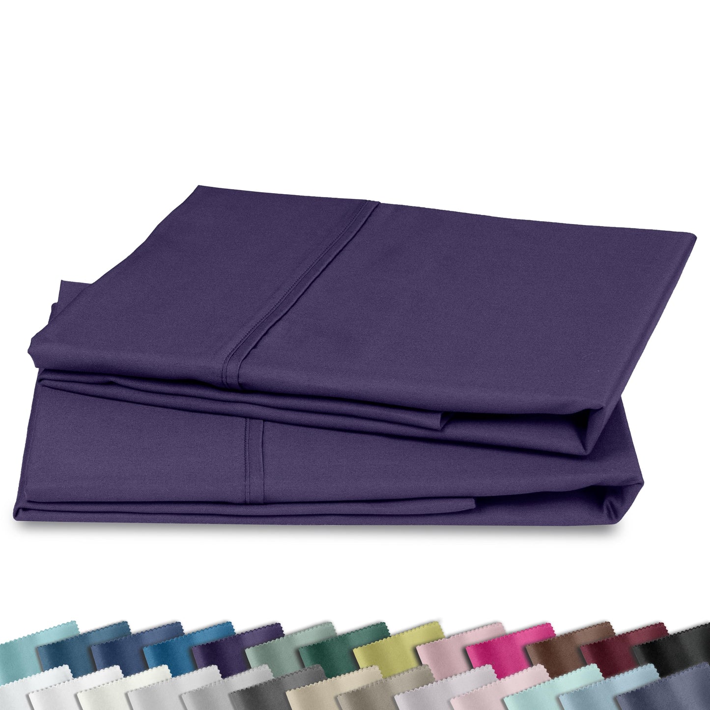 California Design Den Standard Queen Size Pillowcase Set - 400 Thread Count, 100% Cotton Sateen, Set of 2 Pillow Covers, Soft and Breathable - Dark Purple