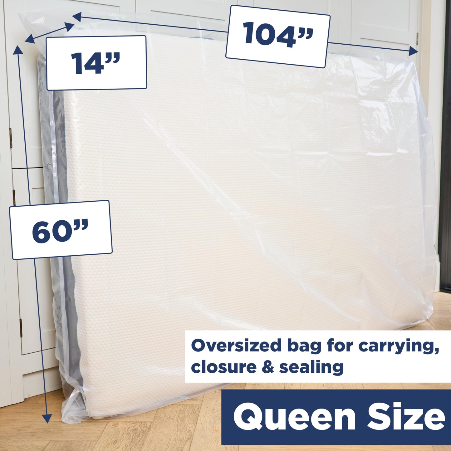 Queen Mattress Bags for Moving, Queen Mattress Bag for Storage, Plastic Cover for Bed Storage & Disposal, Matress Bag Protector XL - 60 x 100 x 14 inch