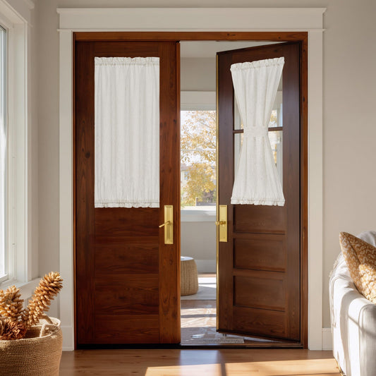 NICETOWN Linen Front Door Curtain for Glass Window 40 Inch Length, Cream Small Short Semi-Sheer Shade for Bedroom, 26 x 40, 1 Panel