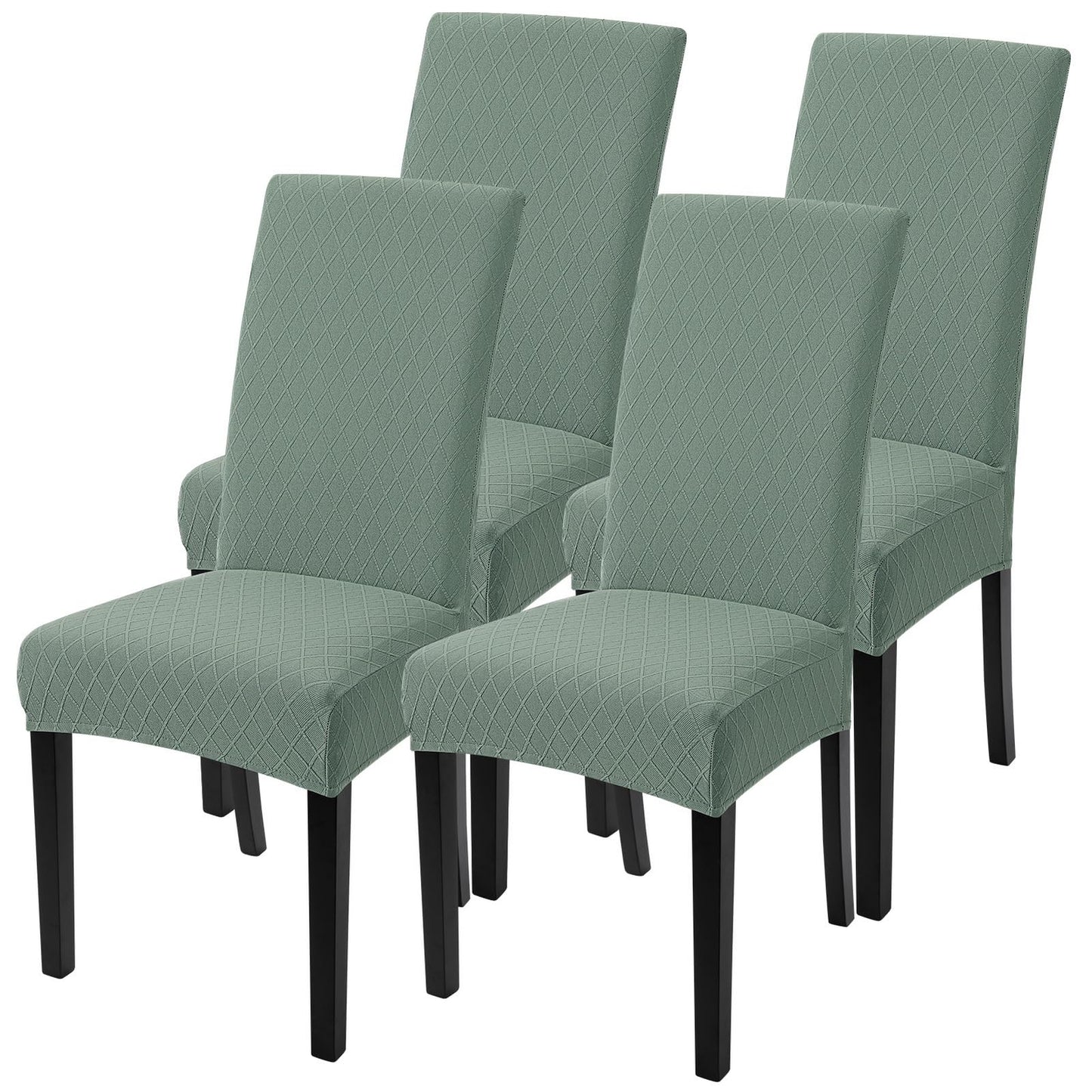 SearchI Dining Room Chair Covers Set of 4, Stretch Jacquard Parsons Chair Slipcovers Removable Washable Kitchen Chair Protector Cover for Dining Room, Hotel, Ceremony (Sage Green Rhombus)