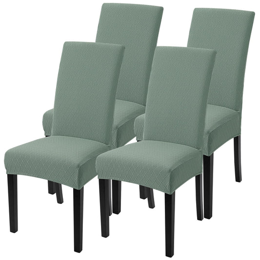 SearchI Dining Room Chair Covers Set of 4, Stretch Jacquard Parsons Chair Slipcovers Removable Washable Kitchen Chair Protector Cover for Dining Room, Hotel, Ceremony (Sage Green Rhombus)