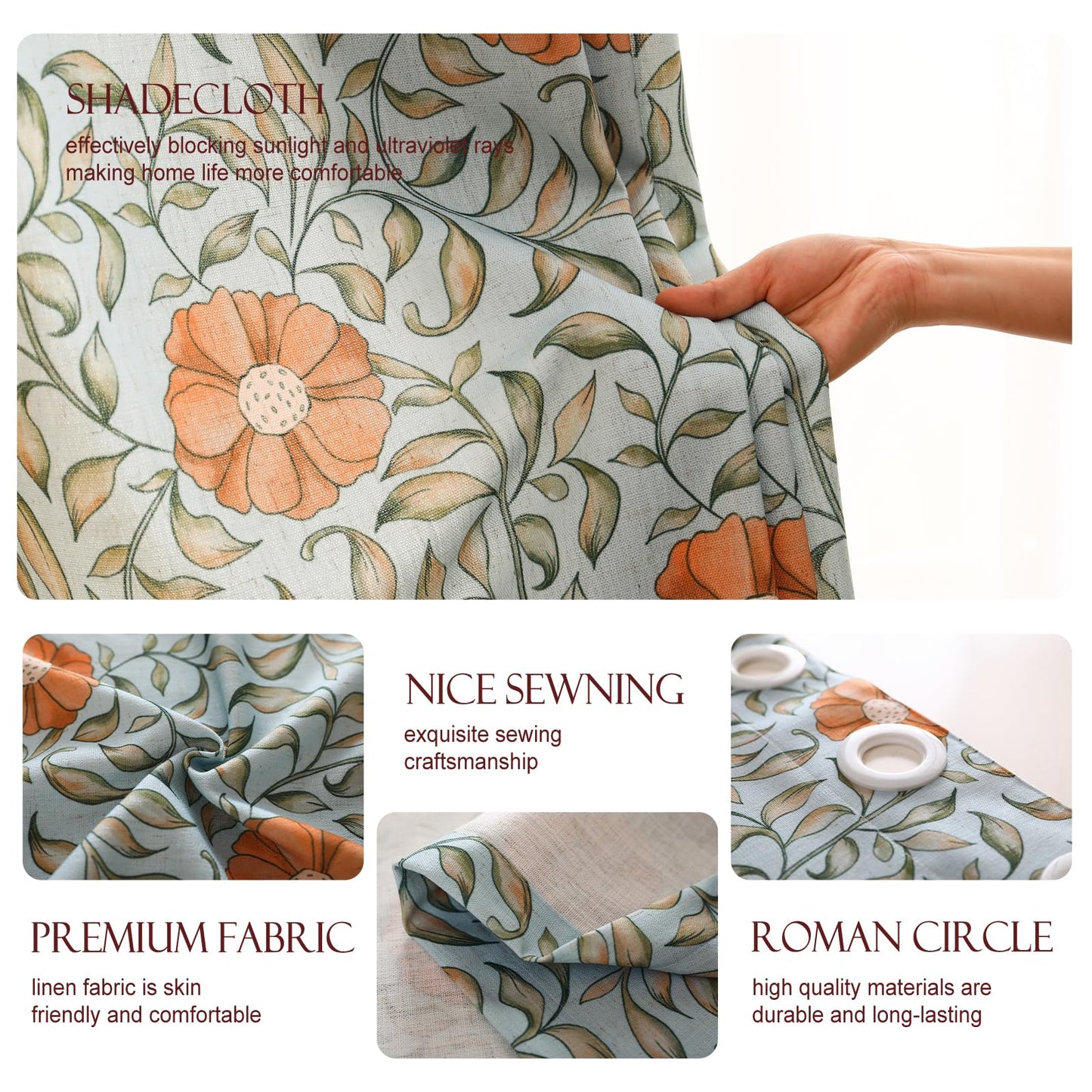 patdrea Designer French Linen Curtains Set of 2 Panels,53"x87"-Wensel