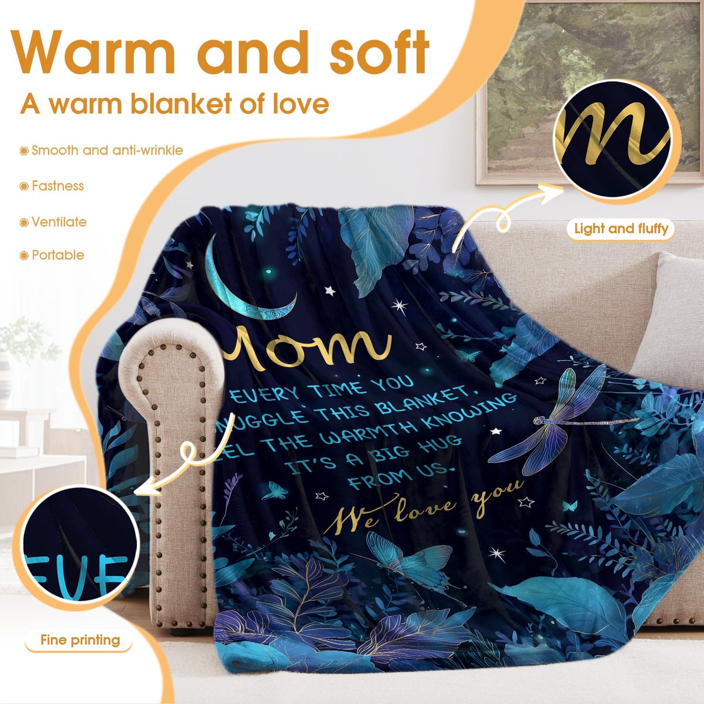 Hohoto Gifts for Mom,Throw Blanket for Mama Women from Daughter Son,Birthday Valentines Mothers Day Thanksgivings Decorations for Mommy Mom 50"x60"