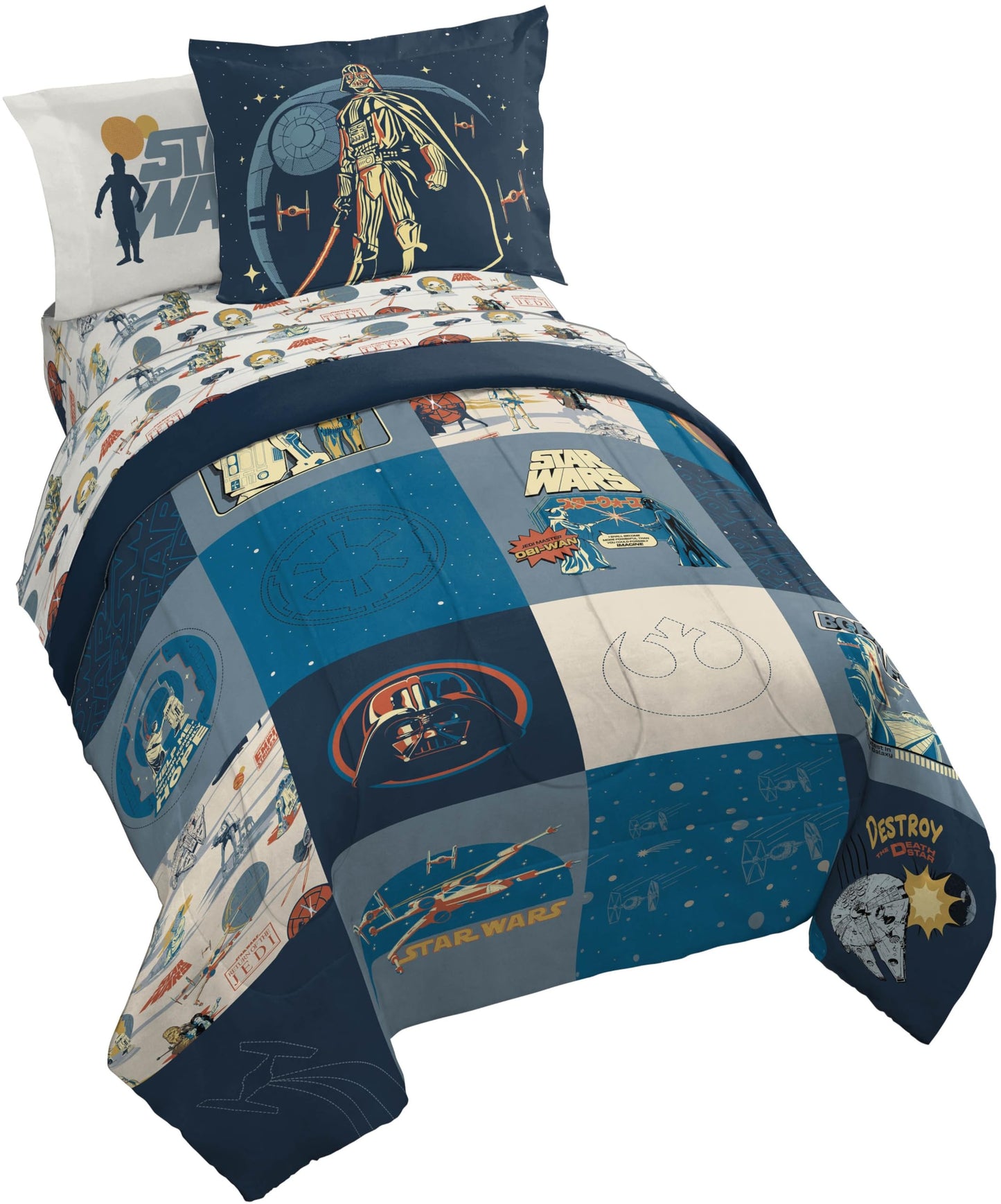 Jay Franco Kids Bed Set, Blue, Star Wars, 7 Piece Full