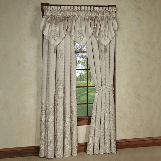 J. Queen New York Lunata Luxury Window, 3 Ascot Valances & 95L Curtains Set