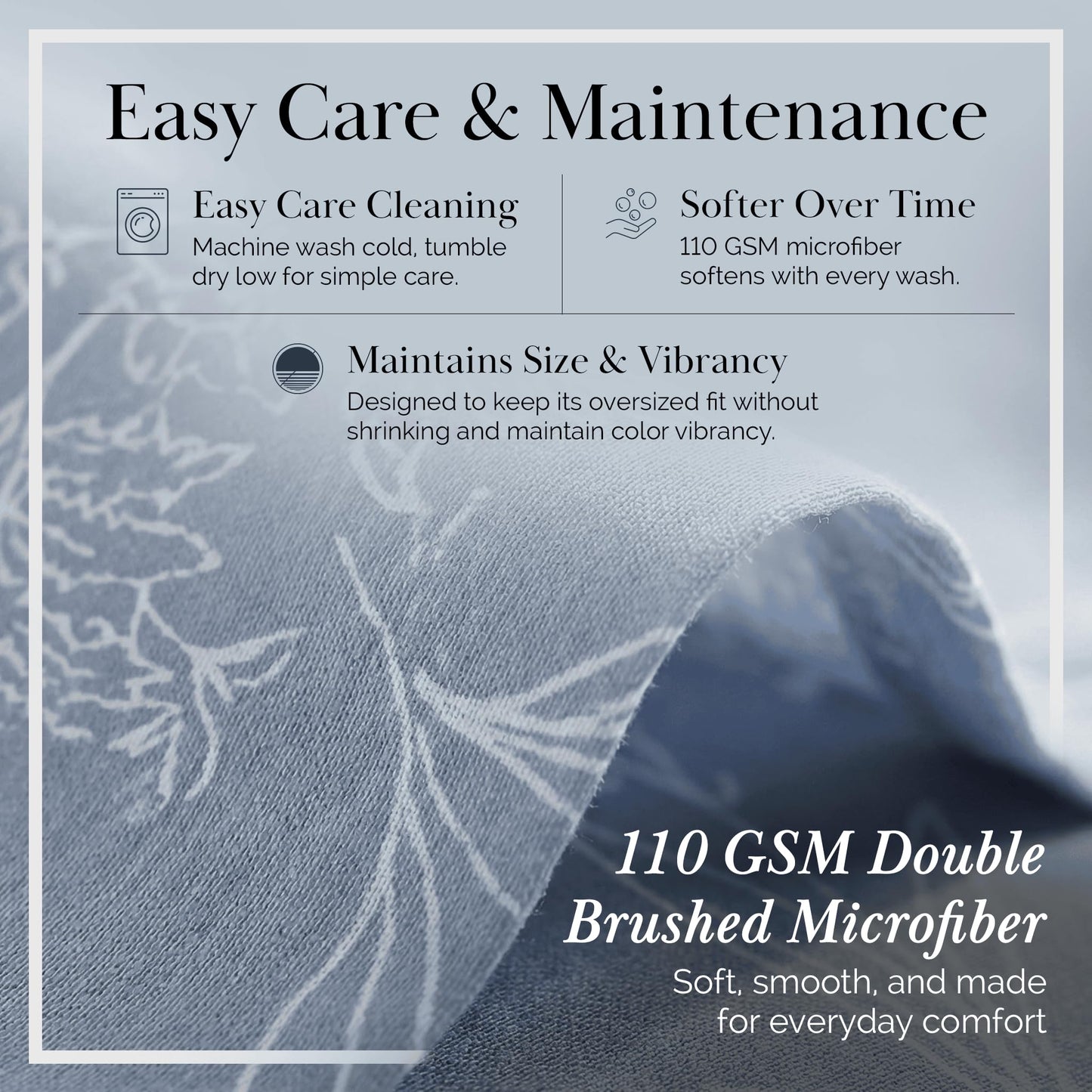 SouthShore FINE LINENS Winter Brush Collection - Premium Quality, Soft, Wrinkle, Fade, & Stain Resistant, Easy Care, Oversized Duvet Cover Set, King / California King, Dusty Blue
