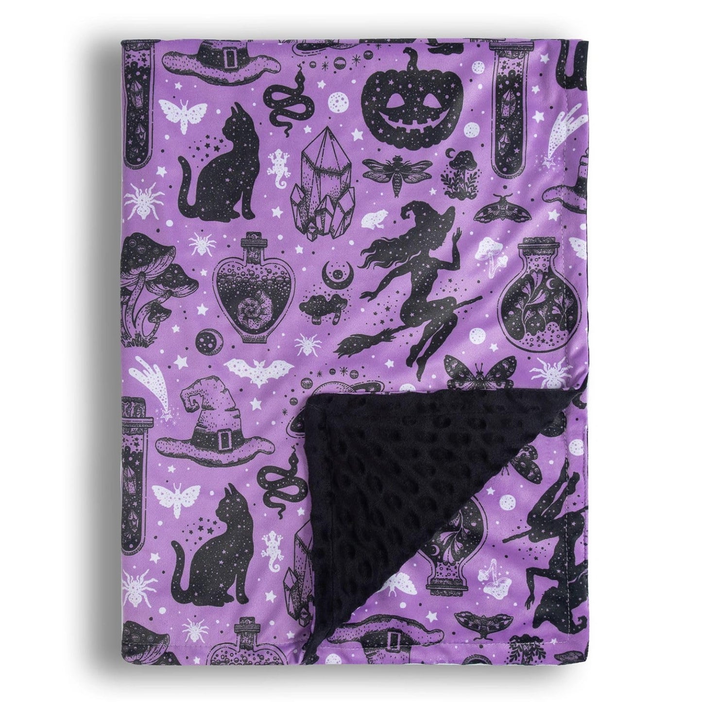 Donsonny Baby Blanket for Boys Girls Soft Minky with Double Layer Dotted Backing, Halloween Printed 30 x 40 Inch Receiving Blanket (Halloween Witch)