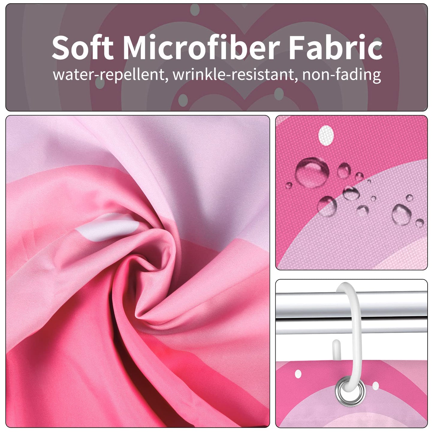 Seorsok Lovely Heart Shower Curtain Pink Modern Simple Home Tub Bathroom Curtain Decorative,Quick Dry Washable Durable Polyester Fabric 72" x 72"