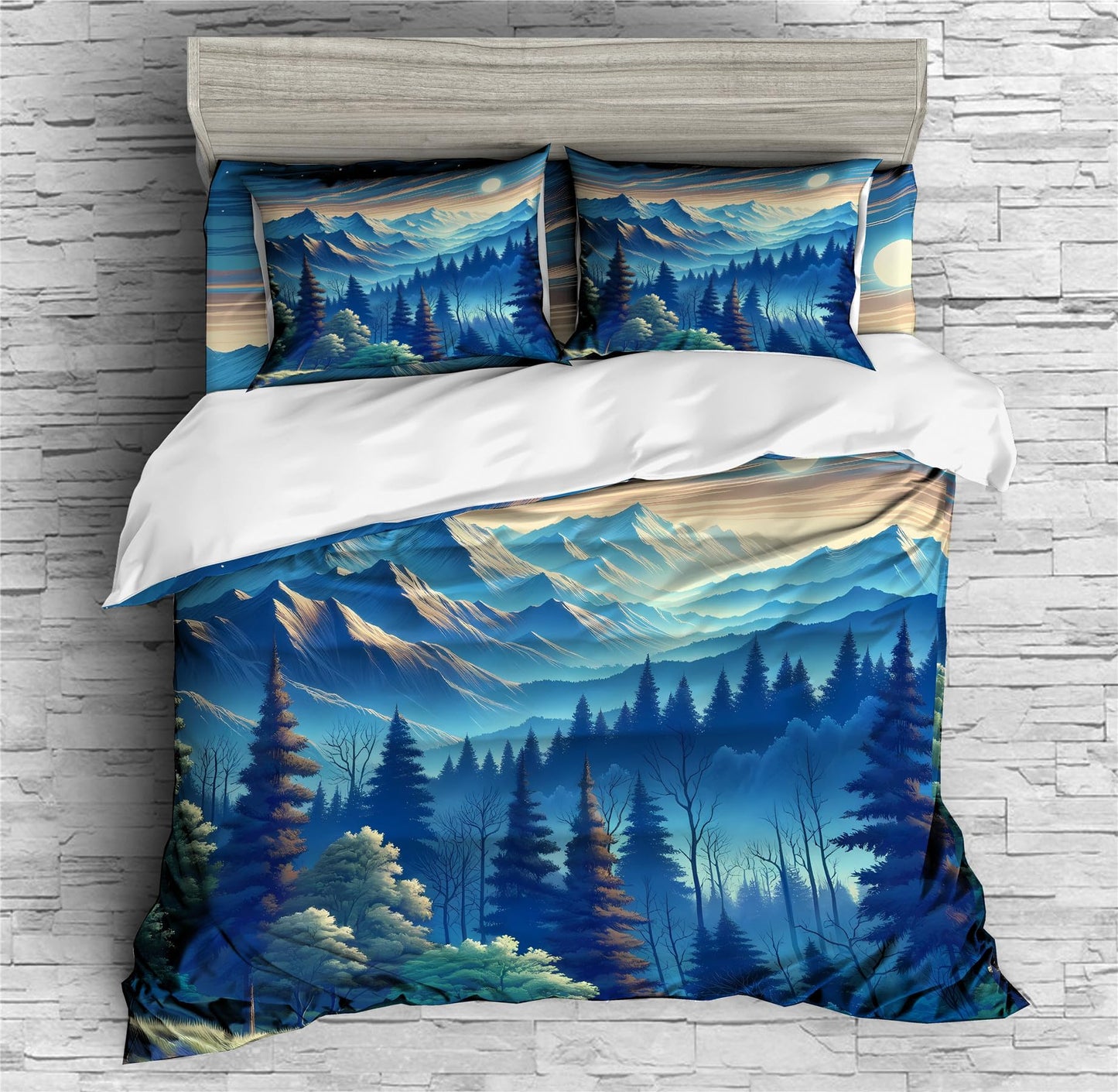 REALIN Hawthorn Duvet Cover Set 3D Bedding Japan Forest Mountain River Bed Sets 2/3/4PCS Quilt Covers/Sheets/Pillow Shams,Twin/Full/Queen/King (Twin-172x218cm-3PCS,F)