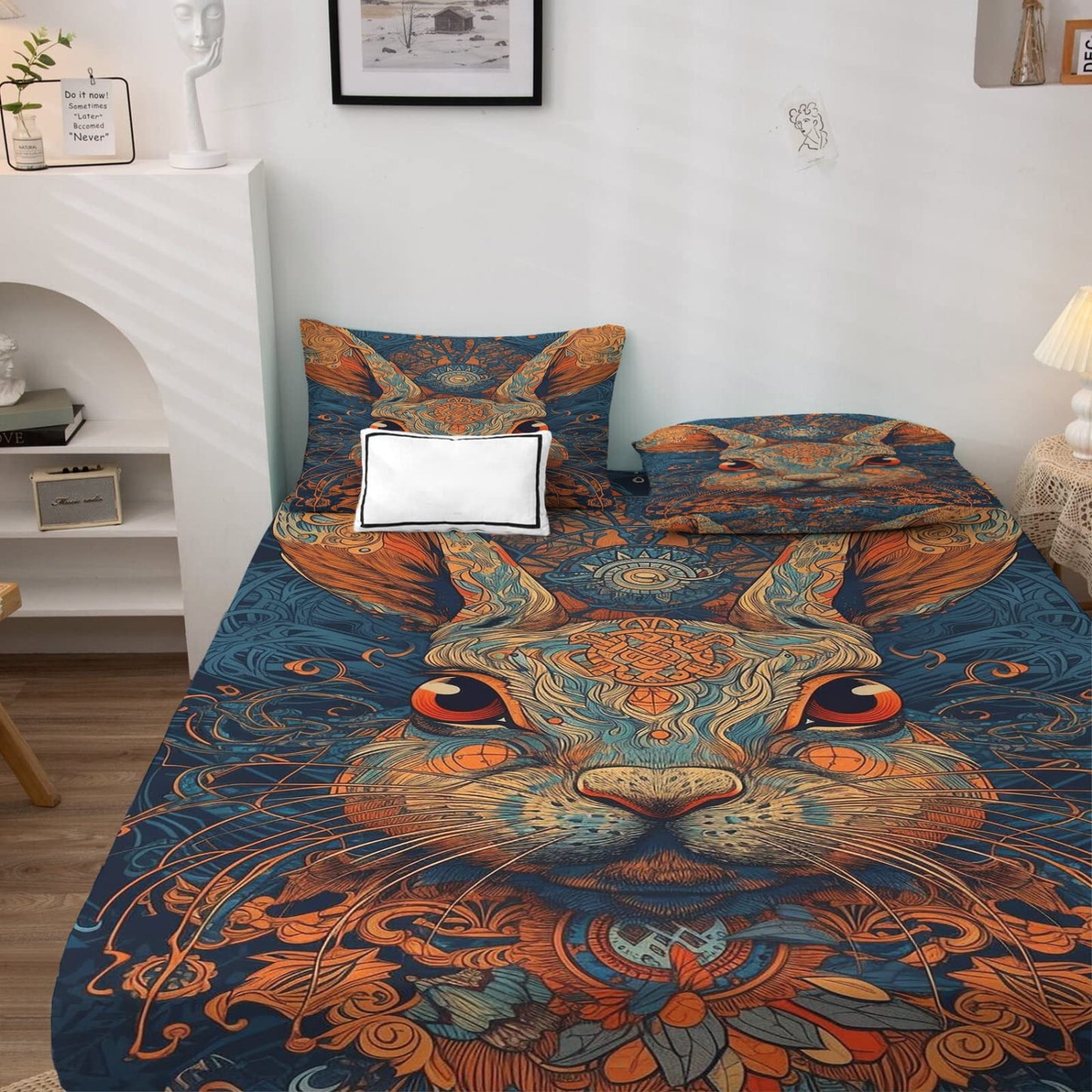 zcwl Queen Sheets Set, Rabbit Bed Sheets - Microfiber Bedding Sheets & Pillowcases 4 Piece, Animal Colorful Patterned Sheet Set, 16 Inch Deep Pocket Fitted Sheet, Silky Soft Wrinkle Free