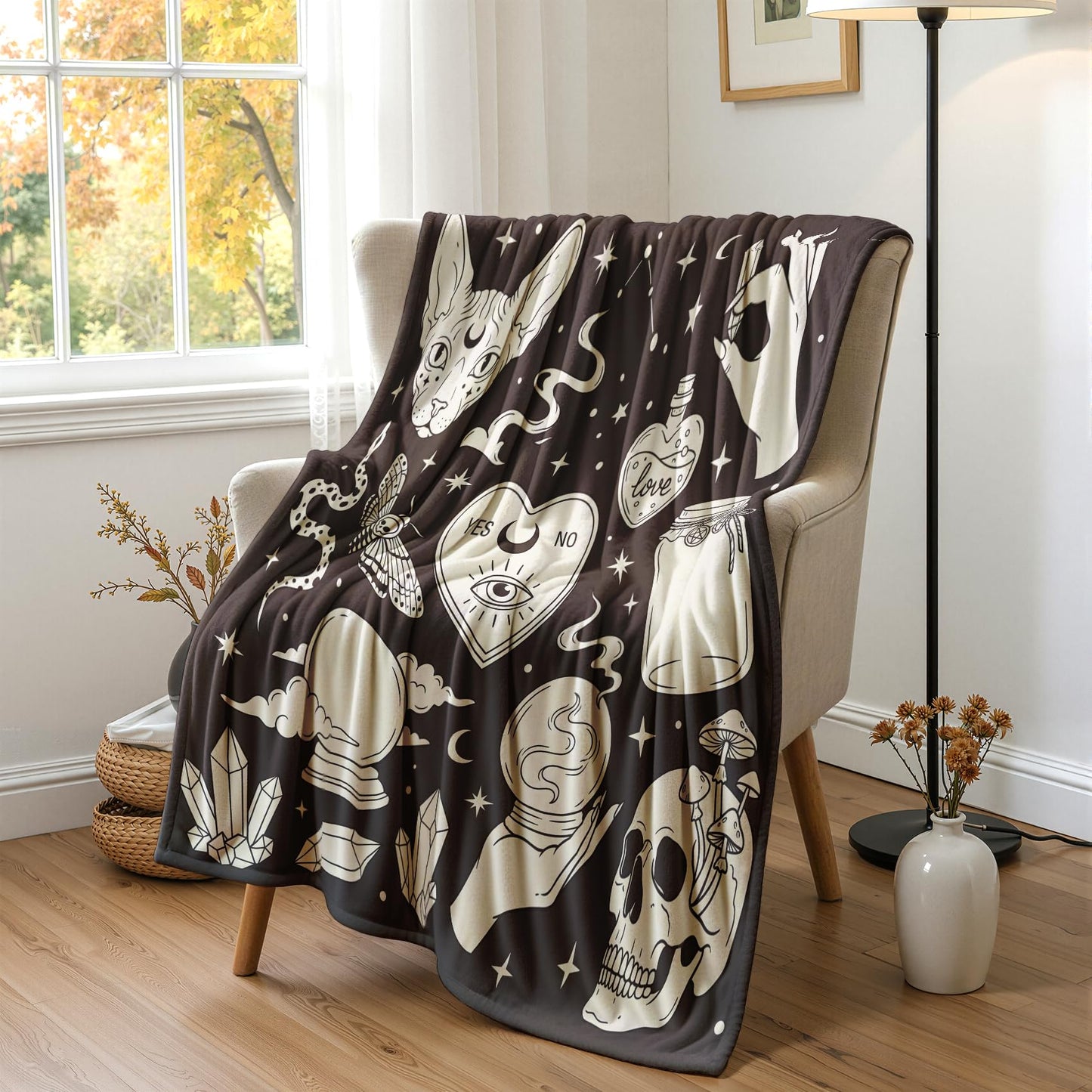GEDAEUBA Halloween Witch Blanket - Witchcraft Witchy Fleece Blanket Throw, Soft Cozy Blankets & Throws for Couch, Bed, and Sofa, 50x60 inches