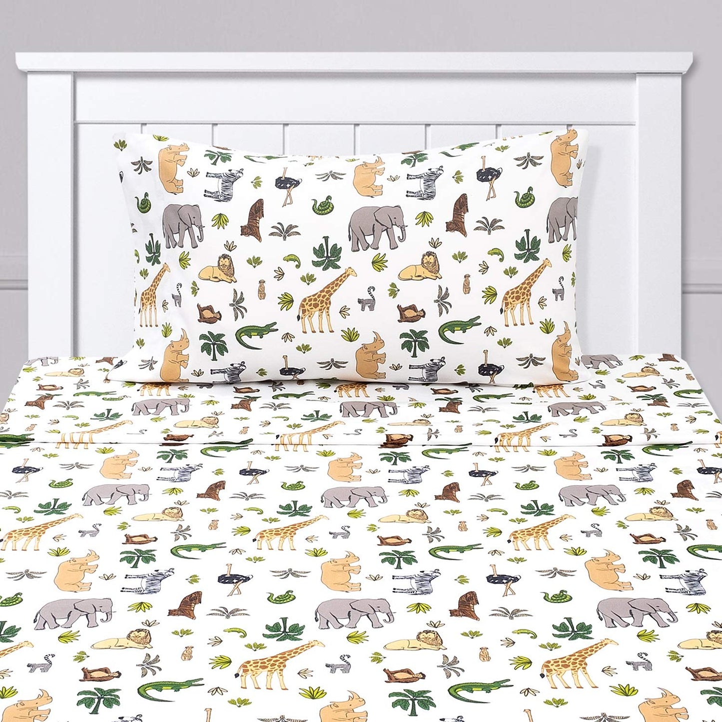 1500 Supreme Kids Bed Sheet Collection - Fun Colorful and Comfortable Boys and Girls Toddler Sheet Sets - Deep Pocket Wrinkle Free Soft and Cozy Bedding - Twin XL, Wild Animal