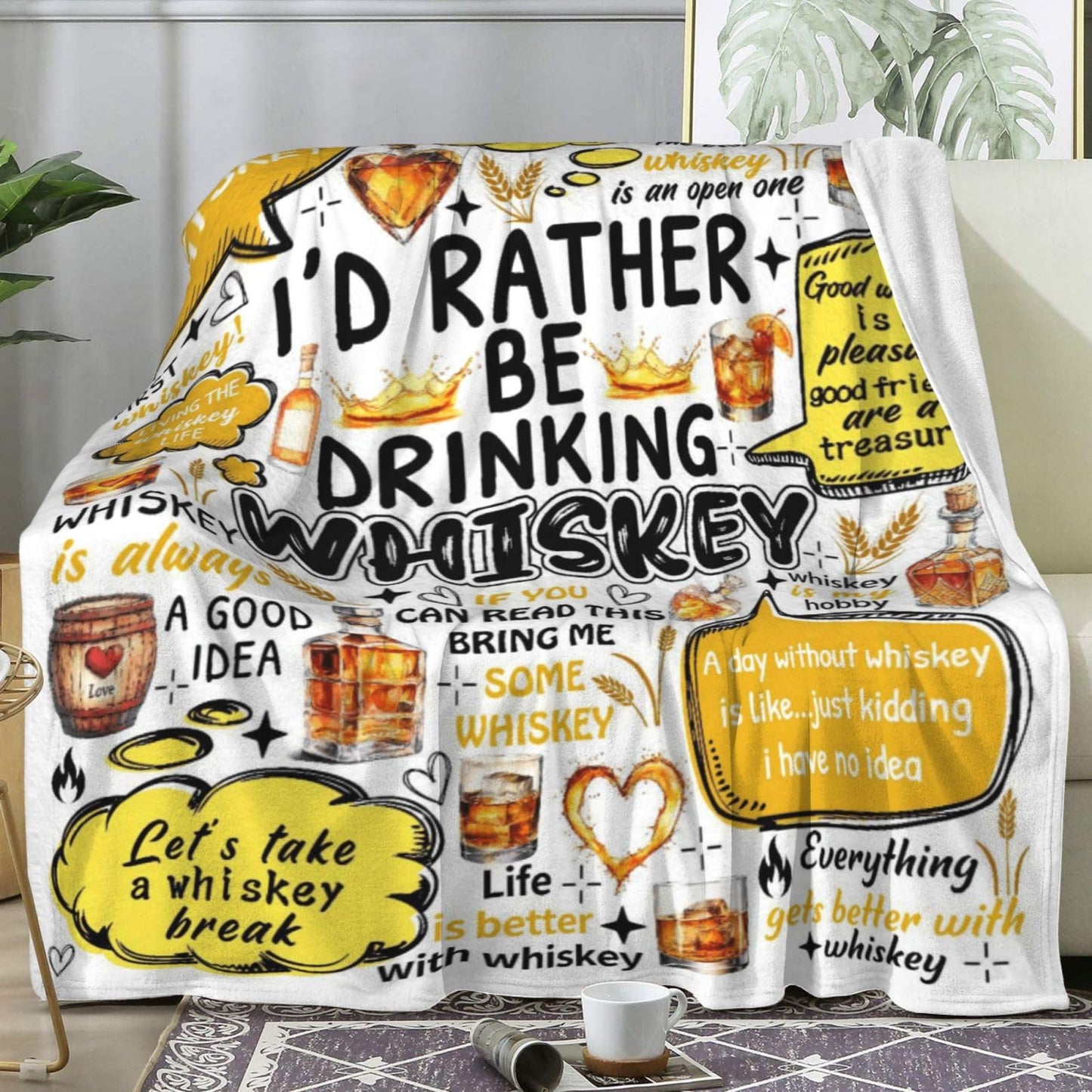 OLCT Whiskey Blanket Gifts for Men Women Dad,Whisky Stuff Unique Decor Throw Blanket,Drinkers Birthday Gifts for Whiskey Lovers Man Her 50"x40"
