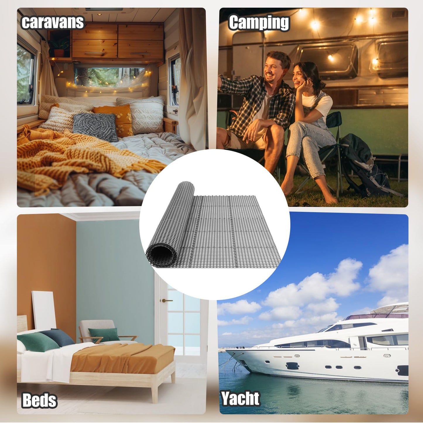 Interlocking Mattress Underlay 83" L x 59" with Aluminum Tape RV Under Mattress Modular Under Mattress Pad for RV Boat Camper Creating The Bed Air Dry and Flow（Queen）