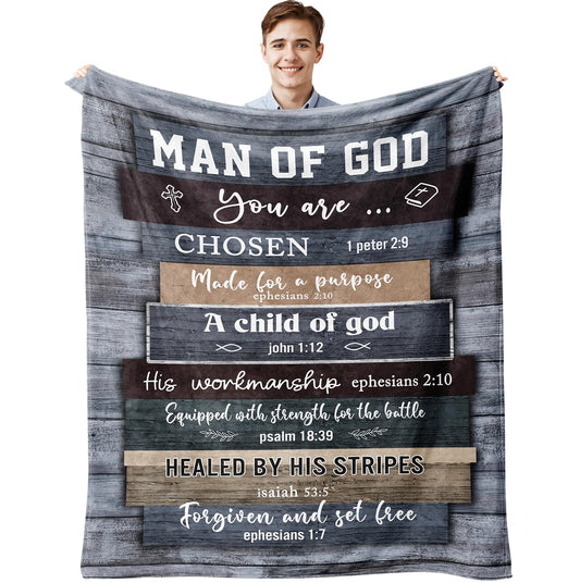 Muxuten Christian Gifts for Men, Christian Gift Blanket 60"x50", Religious Gifts for Men, Bible Gifts, Catholic Gifts, Spiritual Inspirational Baptism Gifts, Encouragement Birthday Gift for Man of God